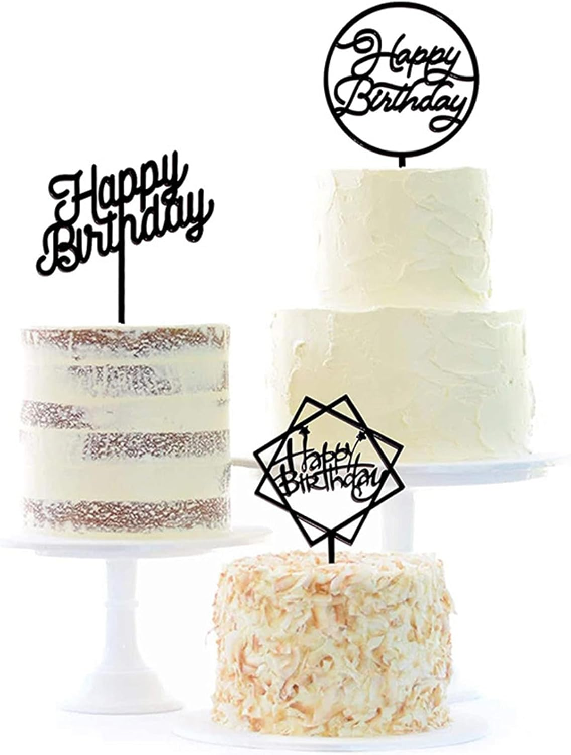 3 Colors Birthday Cake Topper Set - Double-Sided Glitter Acrylic Happy Birthday Cake Toppers & Cupcake Toppers for Birthday Party Decorations, Wedding, Anniversary, DIY Dessert Decor (18 PCS) image number 3