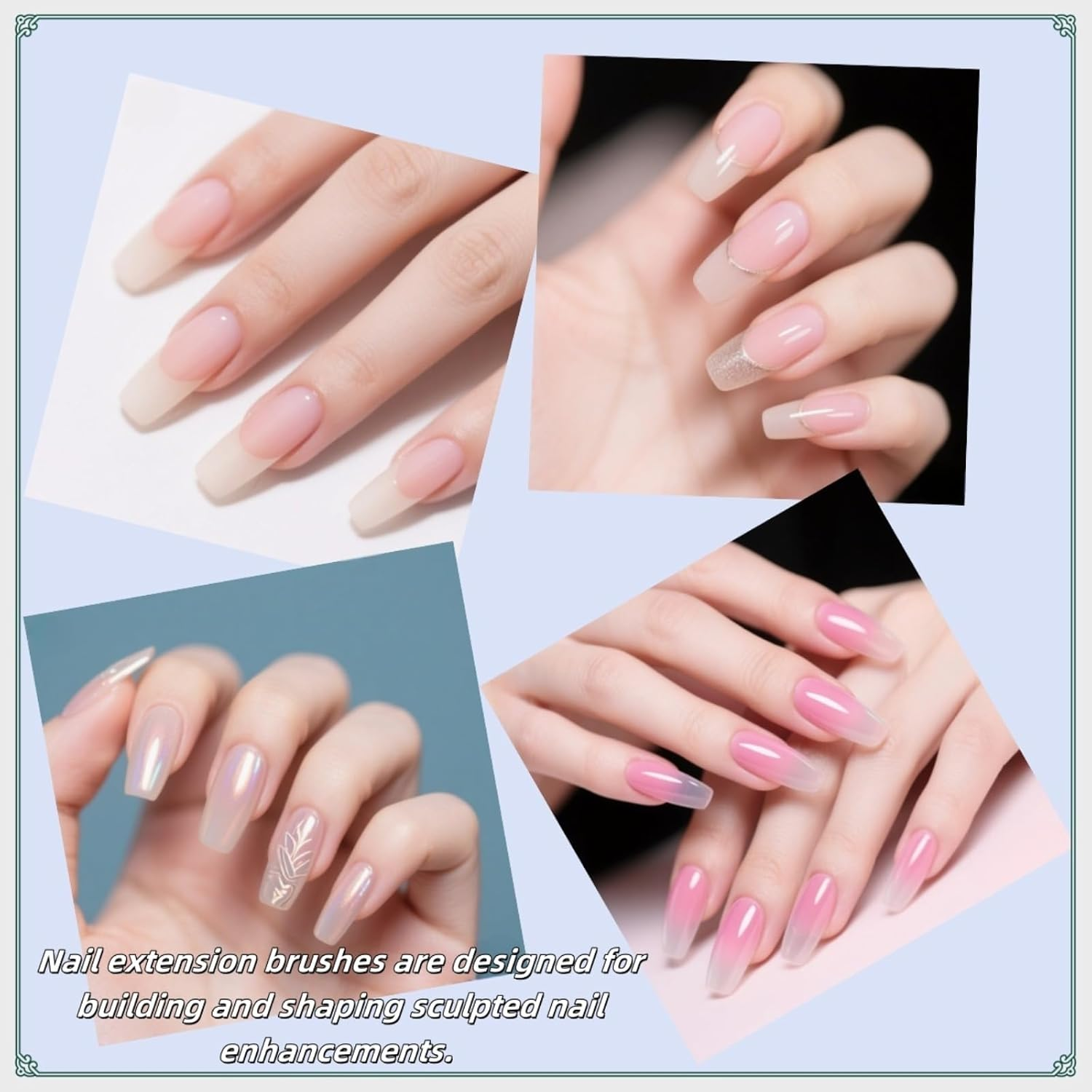 3Pcs Acrylic Nail Brush Set - Sizes (8/10/14) Acrylic Brushes for Nails Art, Acrylics Powder Nails Art Extension Brushes with Pink Sturdy Handle Manicure Tools Extension Carving for Home Salon ﻿ image number 1