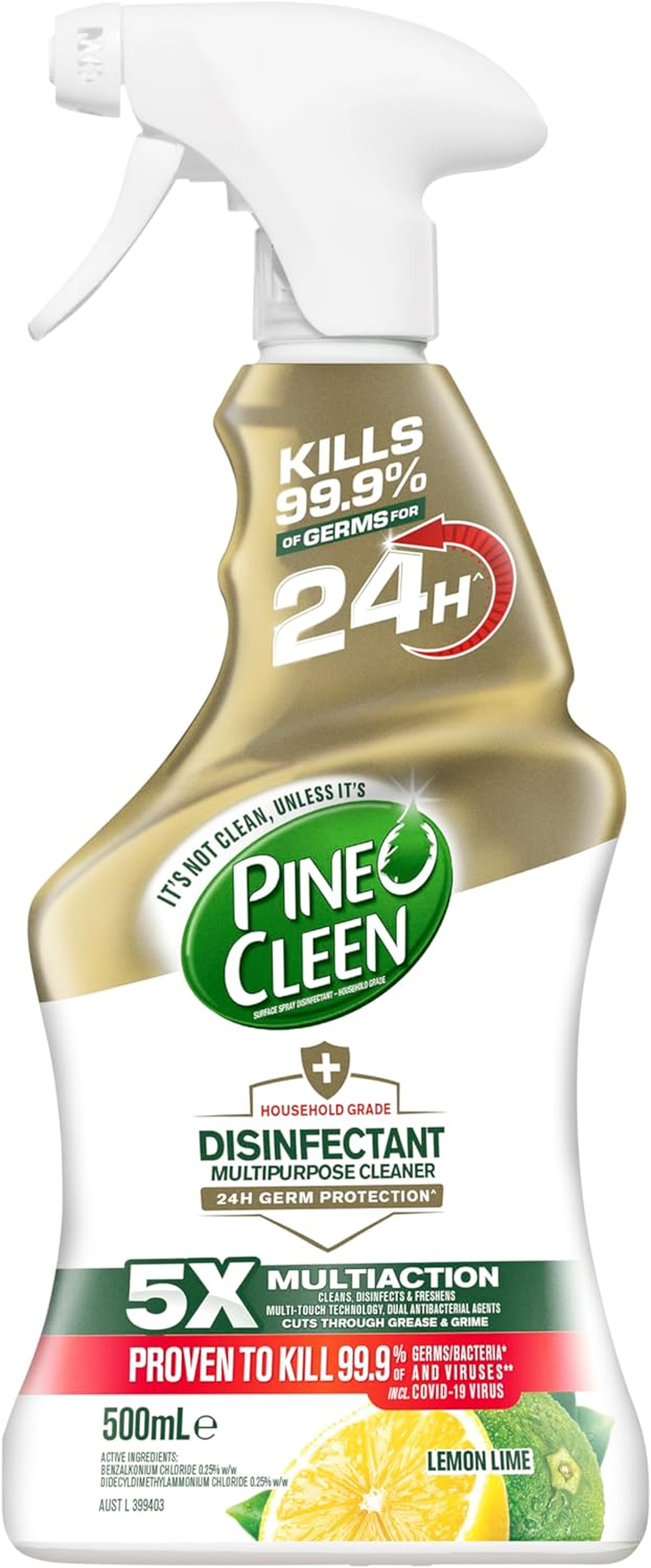 Pine O Cleen 24H Germ Protection Disinfectant Biodegradable Lemon Lime Multipurpose Cleaner 500 Ml (Pack of 2) image number 6