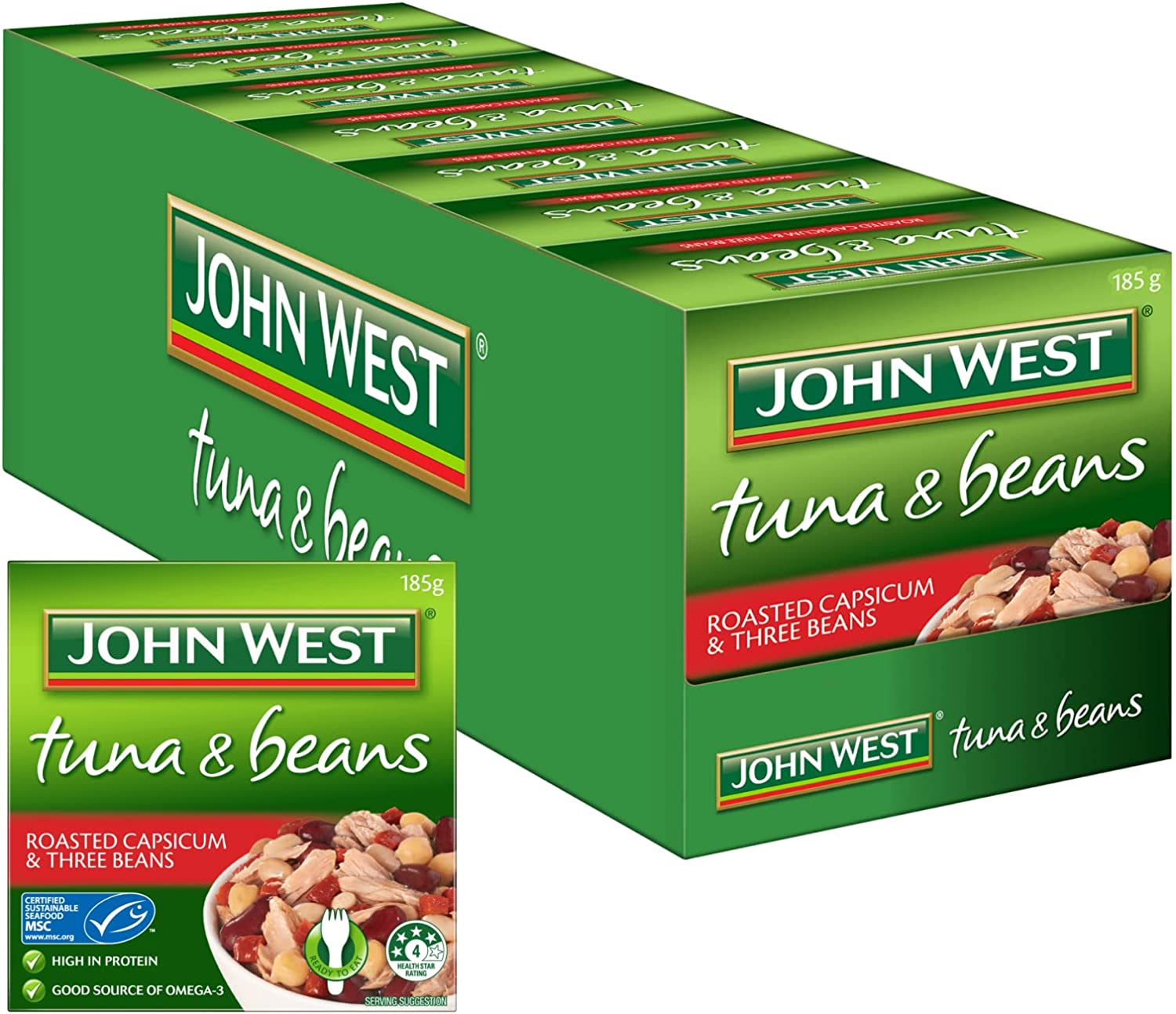 John West Roasted Capsicum and Three Beans Tuna and Beans 7 X 185 G image number 3