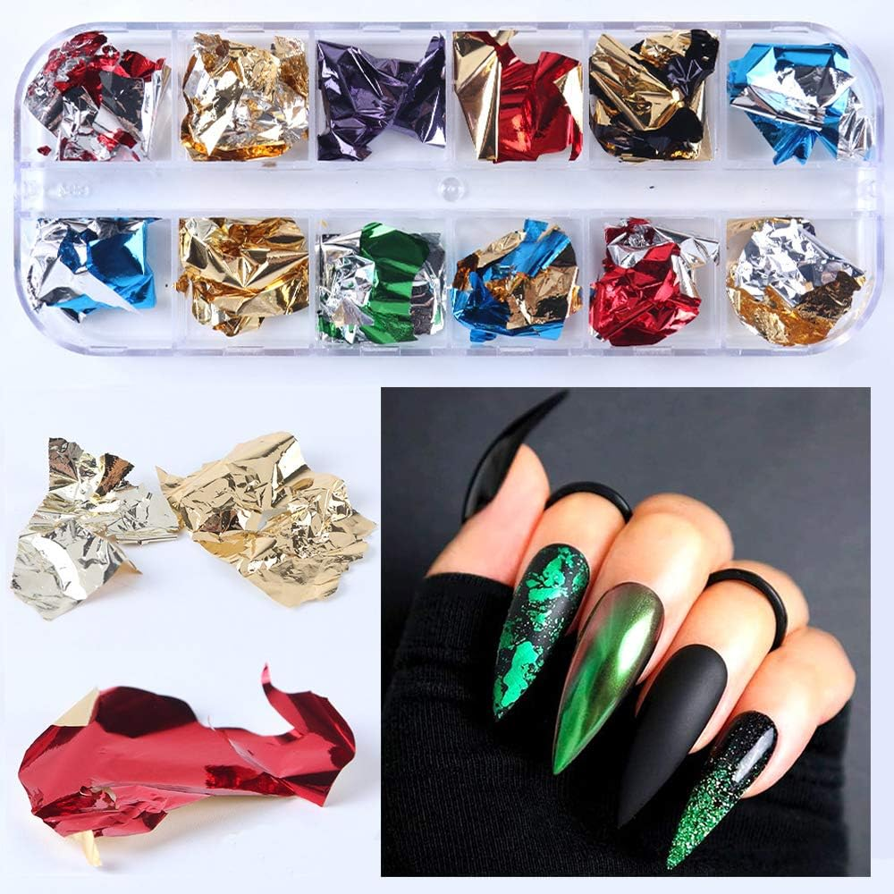 Kalolary 36 Color Chip Glitter Gold Silver Copper Nail Foil Paillette Holographic Sequins for Nail Art Design Decoration (A) image number 1