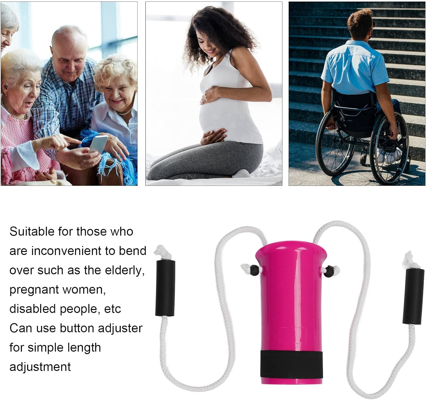 Sock Aid, Compression Sock Helper Stocking Slider with Foam Grip Handles, Sock Aid Tool and Pants Assist for Elderly, Disabled, Pregnant, Diabetics, Sock Puller Aid Easy on and off (Purplish Red) image number 4