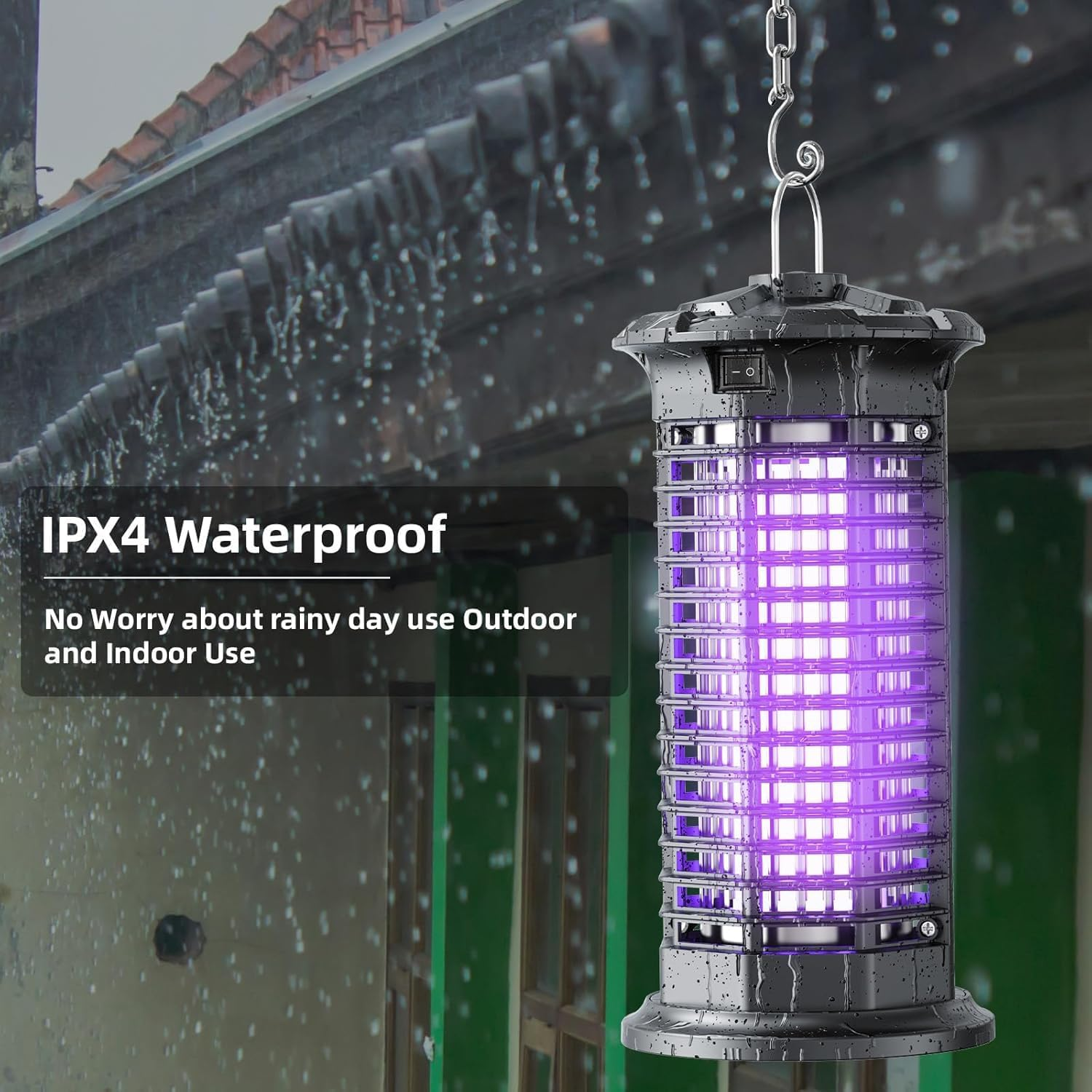 Bug Zapper Outdoor,Fly Traps for Indoors,4200V High Powered Mosquito Repellent Outdoor Patio, with Switch 15W Light Mosquito Zapper for Indoor, Kitchen, Patio, Backyard and More (Black) image number 6