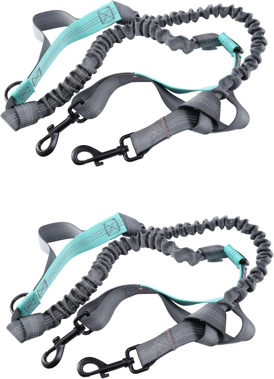 Voniecop 2X Hands Waist Dog Leash with Dual Bungees, Free Control for up to 150 Lbs, Durable Dual-Handle Bungee Leash