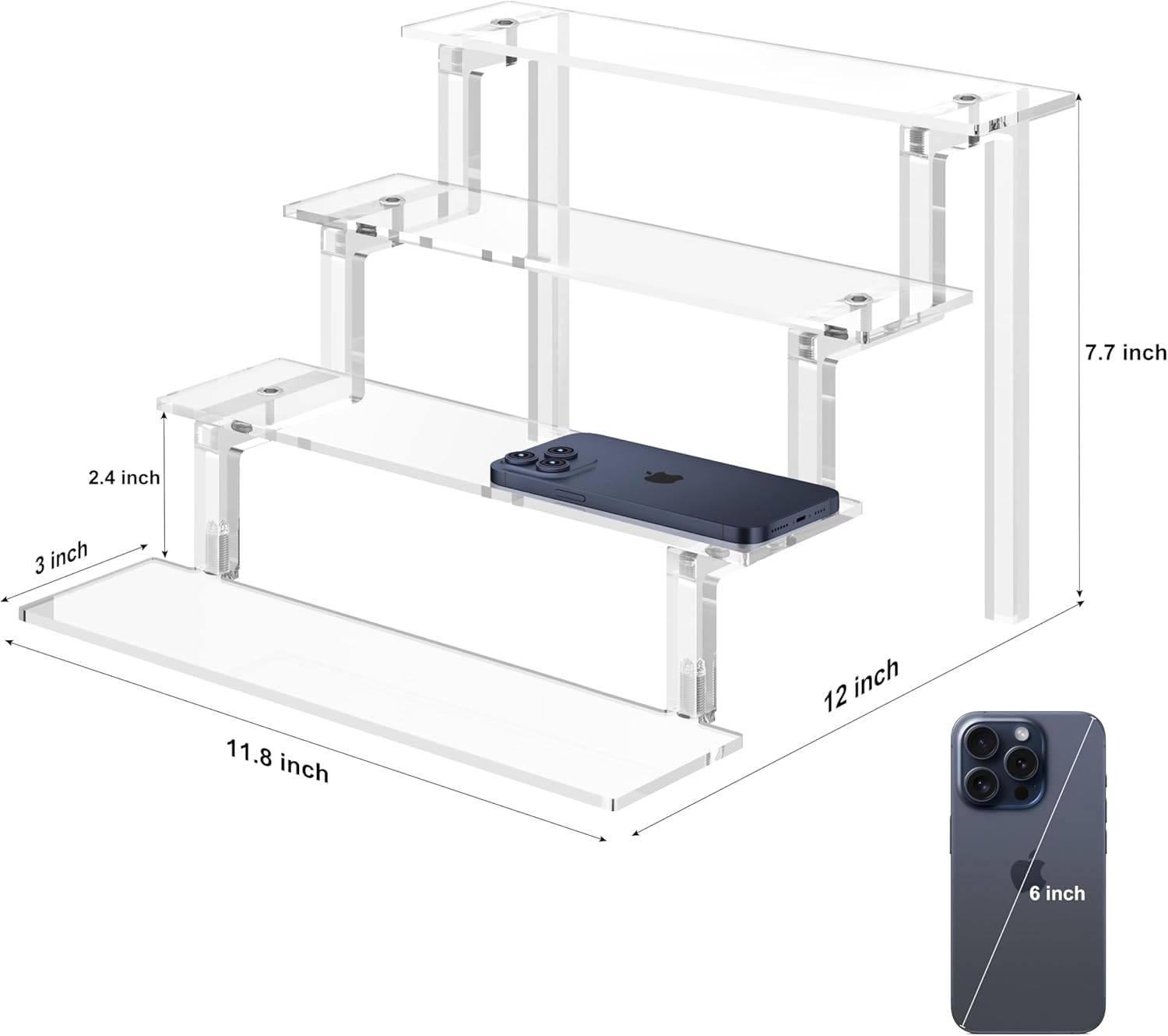 WINKINE Acrylic Display Stand, Clear Riser for Amiibo Funko POP Figures, Acrylic Tiered Display Stand for Decoration and Organize, Acrylic Step Riser for Display, Perfume Organizer Perfume Stand