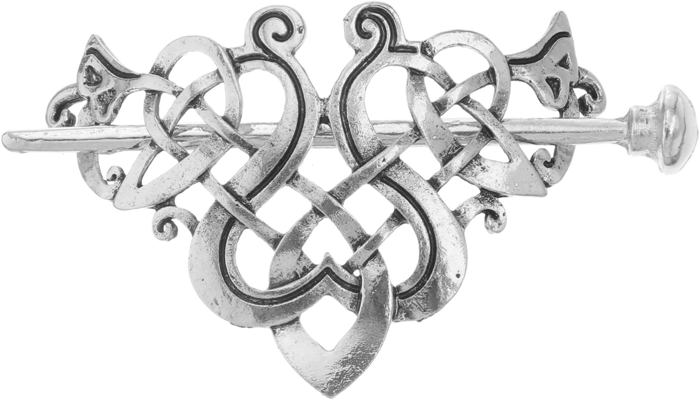 Minkissy Celtic Hair Clips Metal Viking Hair Pin Renaissance Accessories for Women Silver
