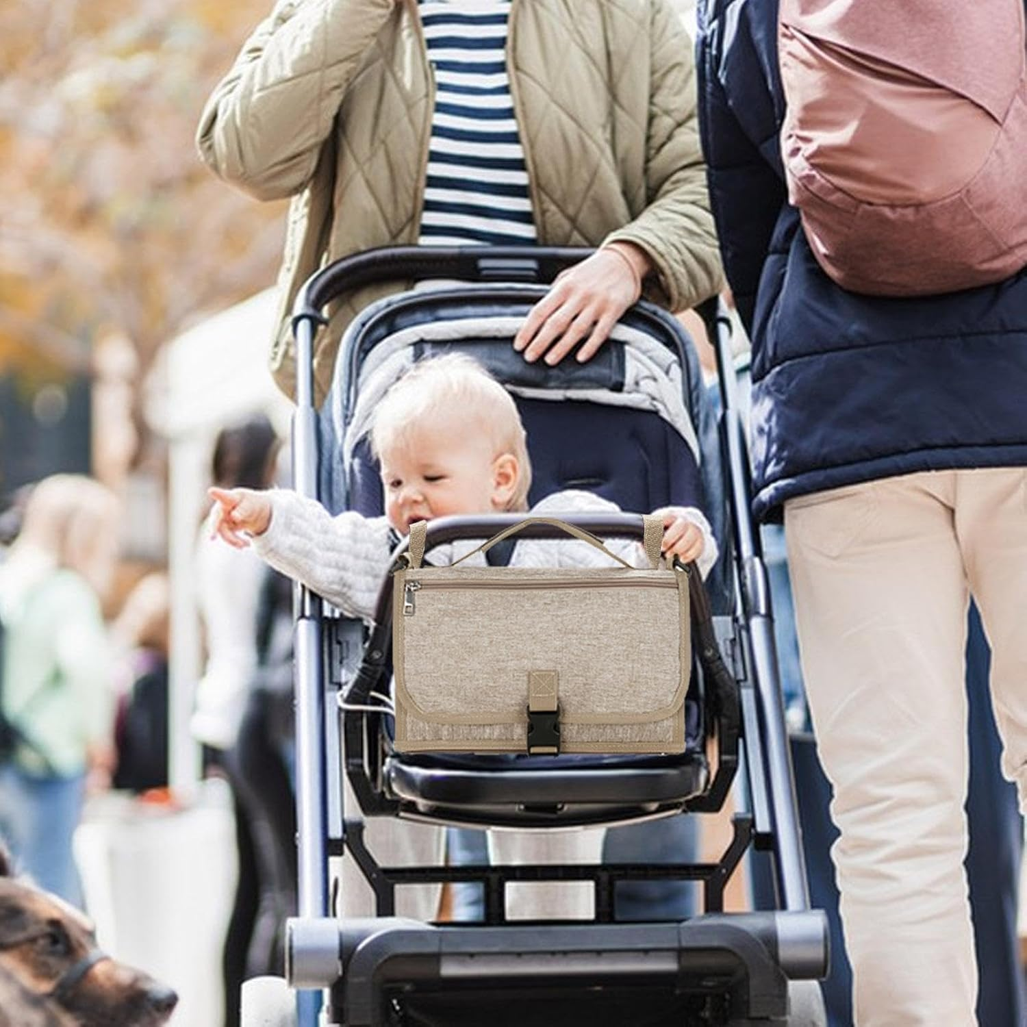 Portable Changing Mat for Children - Portable Nappy Changing Mat, Waterproof Changing Station | Removable Bag for Wet Wipes, Foldable Changing Mat for Children, Foldable Changing Station, B.Khaki image number 4