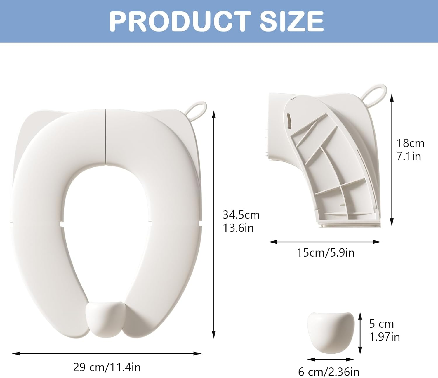 TOTCOZY Portable Folding Toilet Seat for Toddlers, New Upgraded Anti-Pinch Design, Travel Potty Training Seat with Splash Guard, Storage Bag, White image number 1