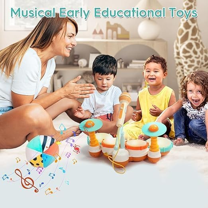 Kids Drum Set Baby Drums - Toddler Drum Set Ages 1-3 with Microphone Musical Instruments Piano Toddler Toys, Baby Drum Set for Boys Girls Gifts,Baby Musical Toys image number 1