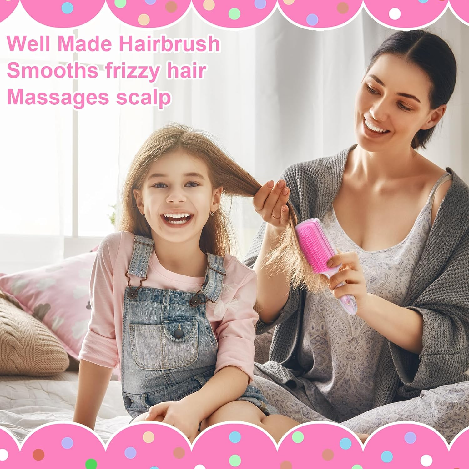 Dusaniyali Pack of 2 Children'S Hair Brushes, Unicorn Hair Brush, Girls Cartoon Hair Brush, Children, Toddlers, Detangling Brushes, Hair Brush, Children, Dry and Wet Hair Brush with Rainbow Sequins image number 1