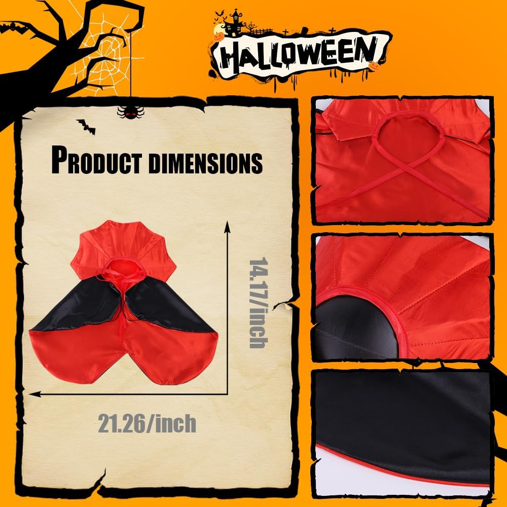 Halloween Pet Cape Costume - Vampire Cloak, Wizard Outfit, Witch Cosplay Apparel, Party Costumes for Small Medium Dogs and Cats - Pet Supplies Accessories image number 5