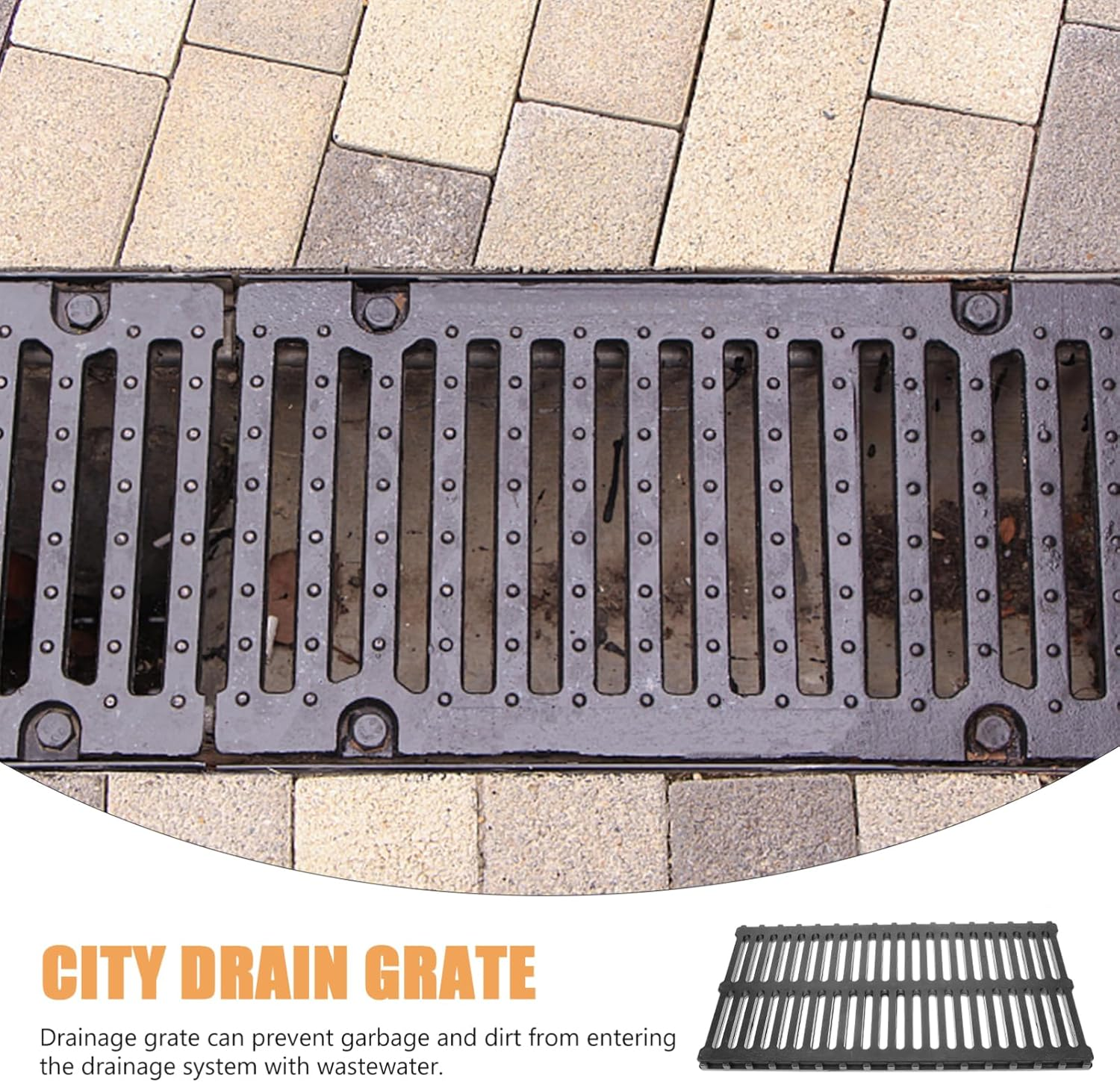 CAXUSD Outdoor Drain Grate Plastic Trench Cover Replaceable Sewer Accessory for Urban Drainage Sturdy and Easy to Install Thickness image number 5