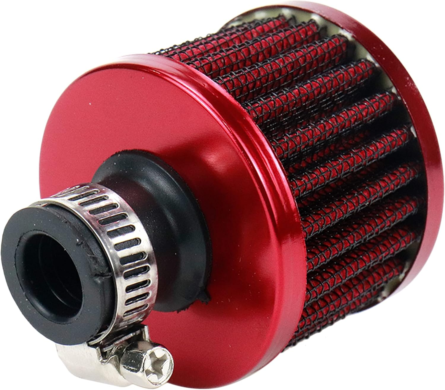 Modengzhe 24Mm Inlet Air Filter Replacement 21-38Mm Hose Clamp Cylindrical Air Mesh for Car Motorcycle ATV Cold Air Intake Modification (Red)