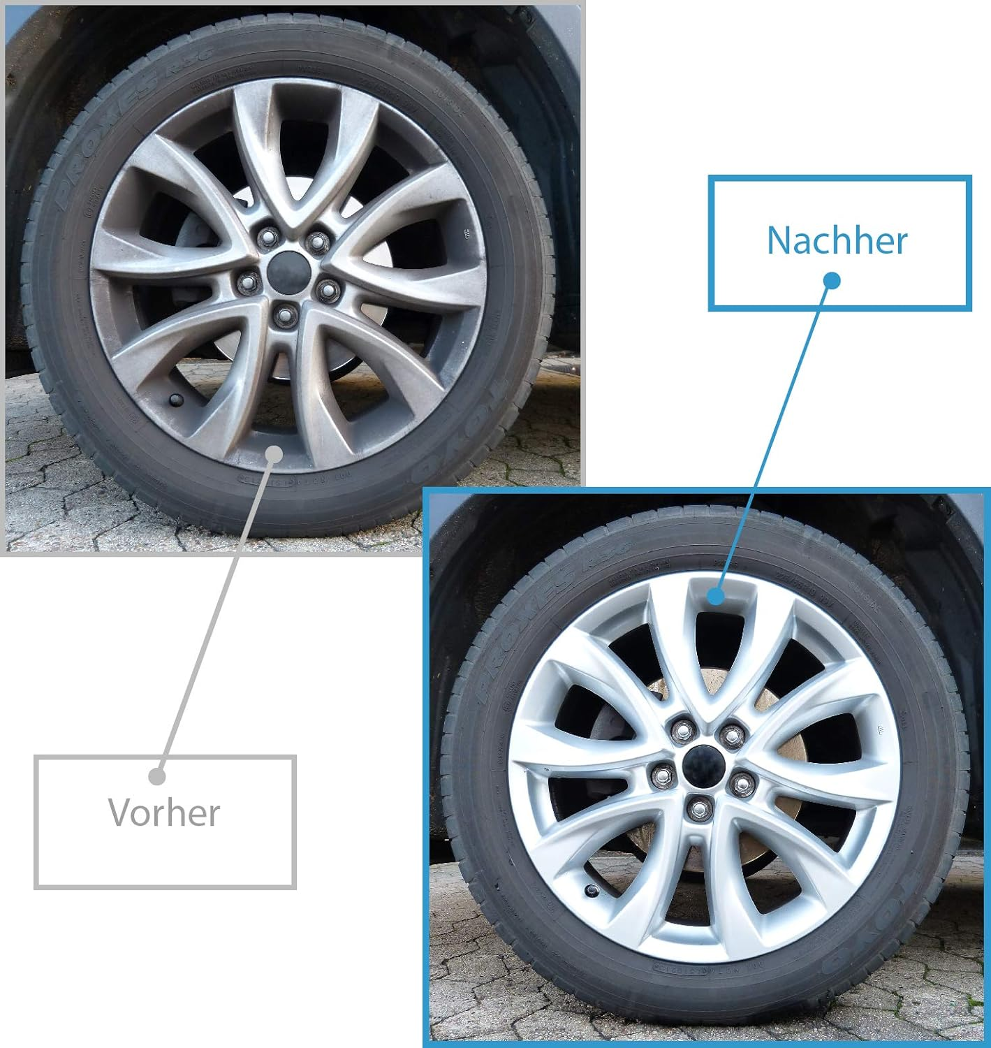 L&P A351-4 Premium Wheel Rim Brush Long Car Motorcycle Rims Aluminium Wheels Brush Gentle Effective 36 Cm Cleaning Brush Wheels Rim Cleaning Care Professional Quality (1 Piece Black Blue) image number 4