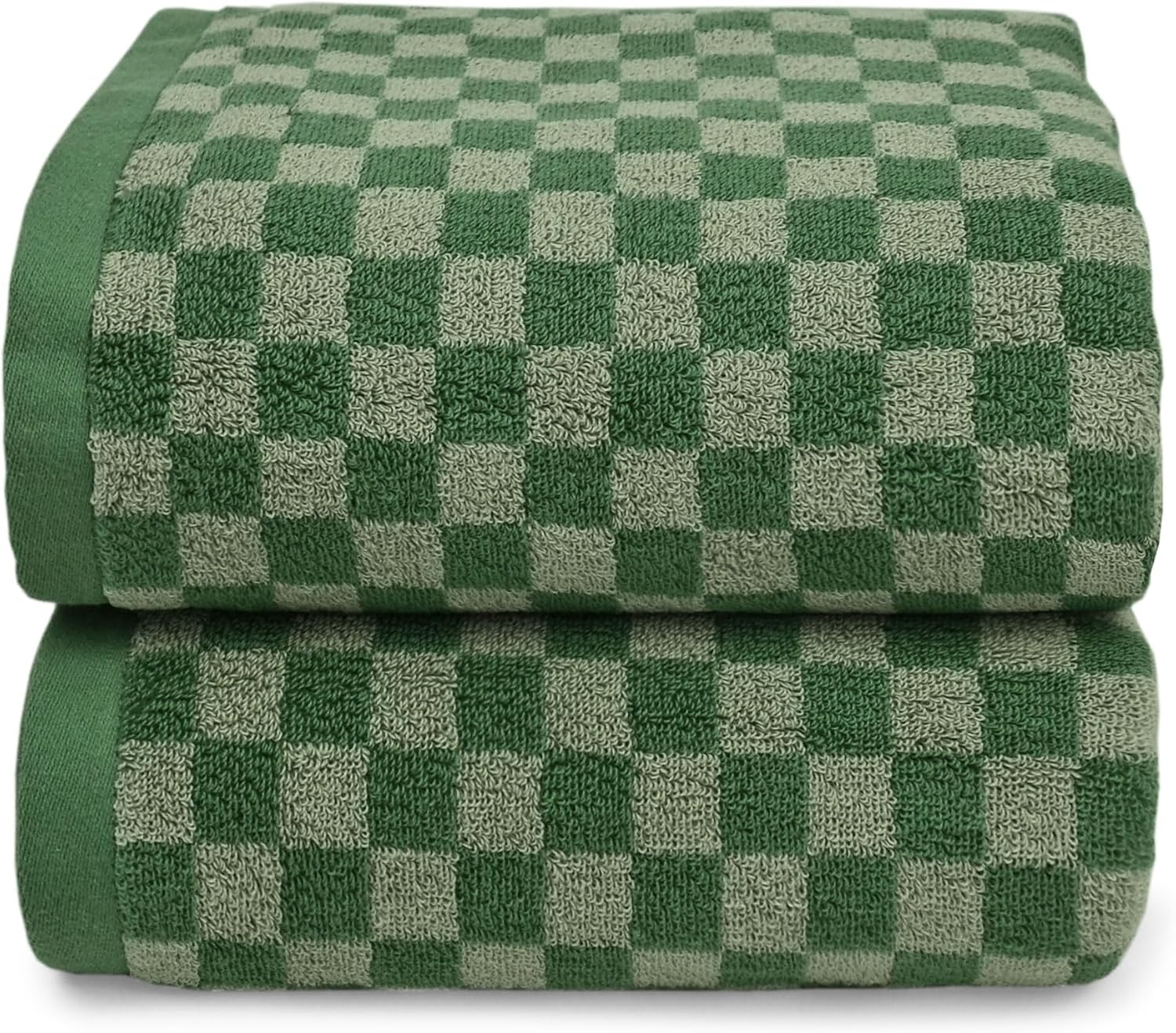 Jacquotha Luxury Bath Towels for Bathroom Green Checkered (54X28 Inches) - Cotton Soft Absorbent Shower Towels 2 Pack, Daily Use Lightweigt Towels Quick Dry, Christmas Towels Decorations Gifts