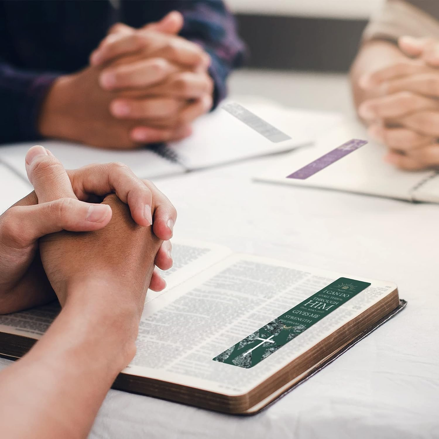 ANZON MORIES 48 Pieces Christian Scripture Bookmarks with Bible Verse Quotes & Storage Box, Inspirational Book Mark Religious Marker Christian Art Gift Bookmark for Reading Lover, Men, Women, Kids image number 4