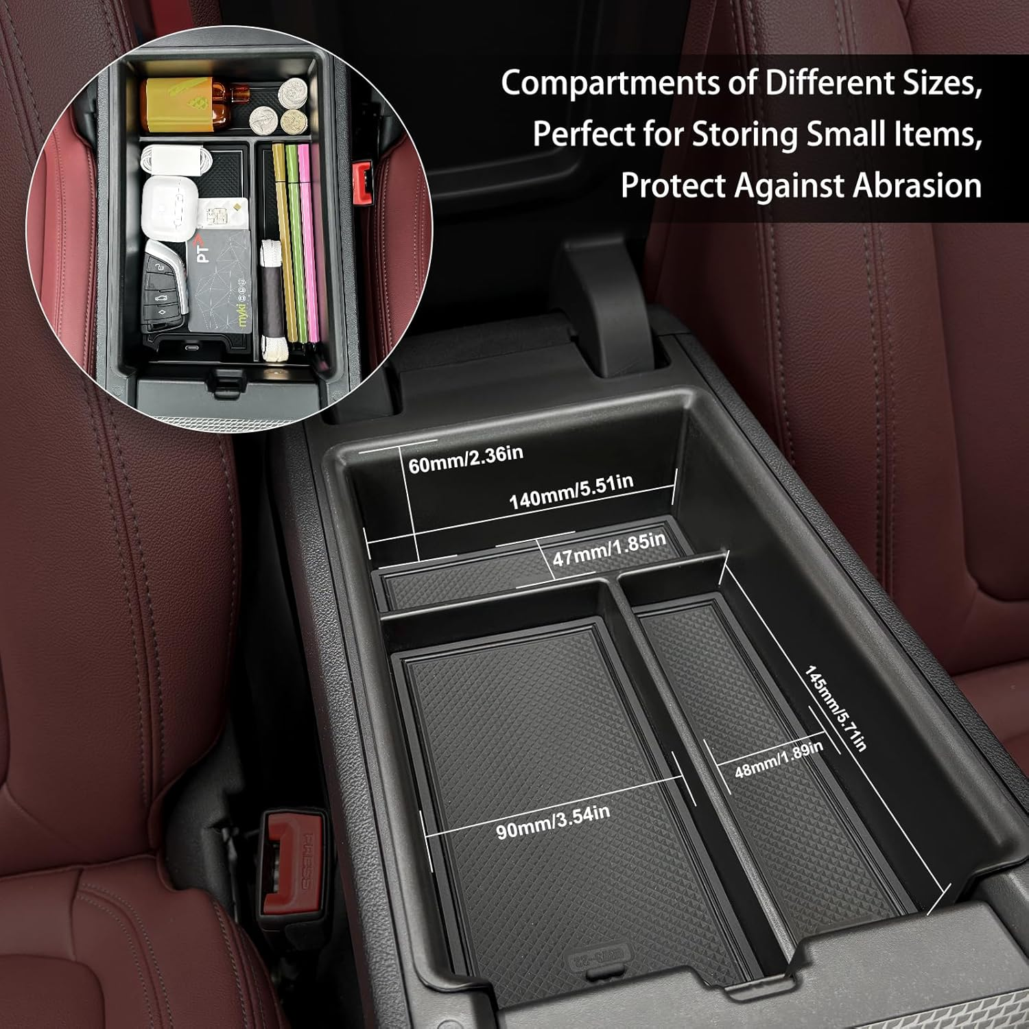 Center Console Organizer Fits G-Chassis BMW 3 & 4 Series, 330I M340I G20/G21 2019-2025, I4 430I M440I G22/G23/G26 2021-2025, M3 G80, M4 G82/G83, Organized Tray and Silicone Pad for Neat Storage image number 3