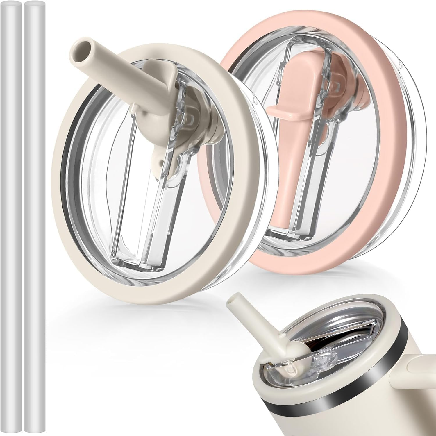 40Oz Flip Straw Leak Proof Lid for Stanley H2.0 Quencher, 2 Pack Tumbler Lid Replacement, 40Oz for Stanley Cup, Protour Accessories, Spill Proof Straw Cover image number 3