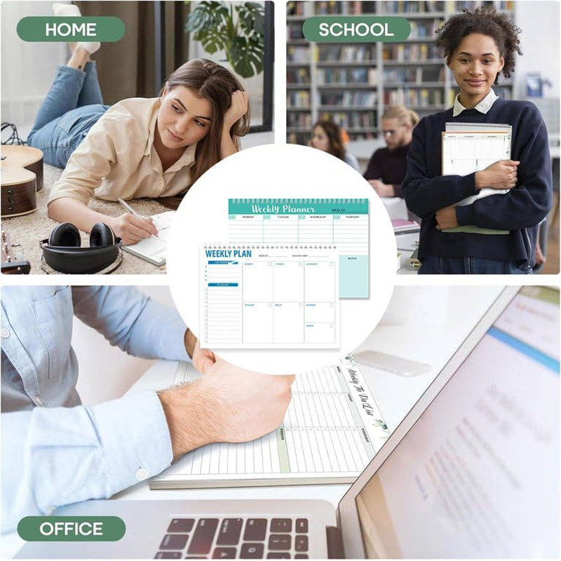 PQCLXUYA Weekly Planner Pad,Spiral Bound Weekly Goals Schedule,To-Do List Notebook,52 Weeks Calendars & Organizers for Meal, Appointments, Schedule, with Habit Tracker (Green) - Green image number 2