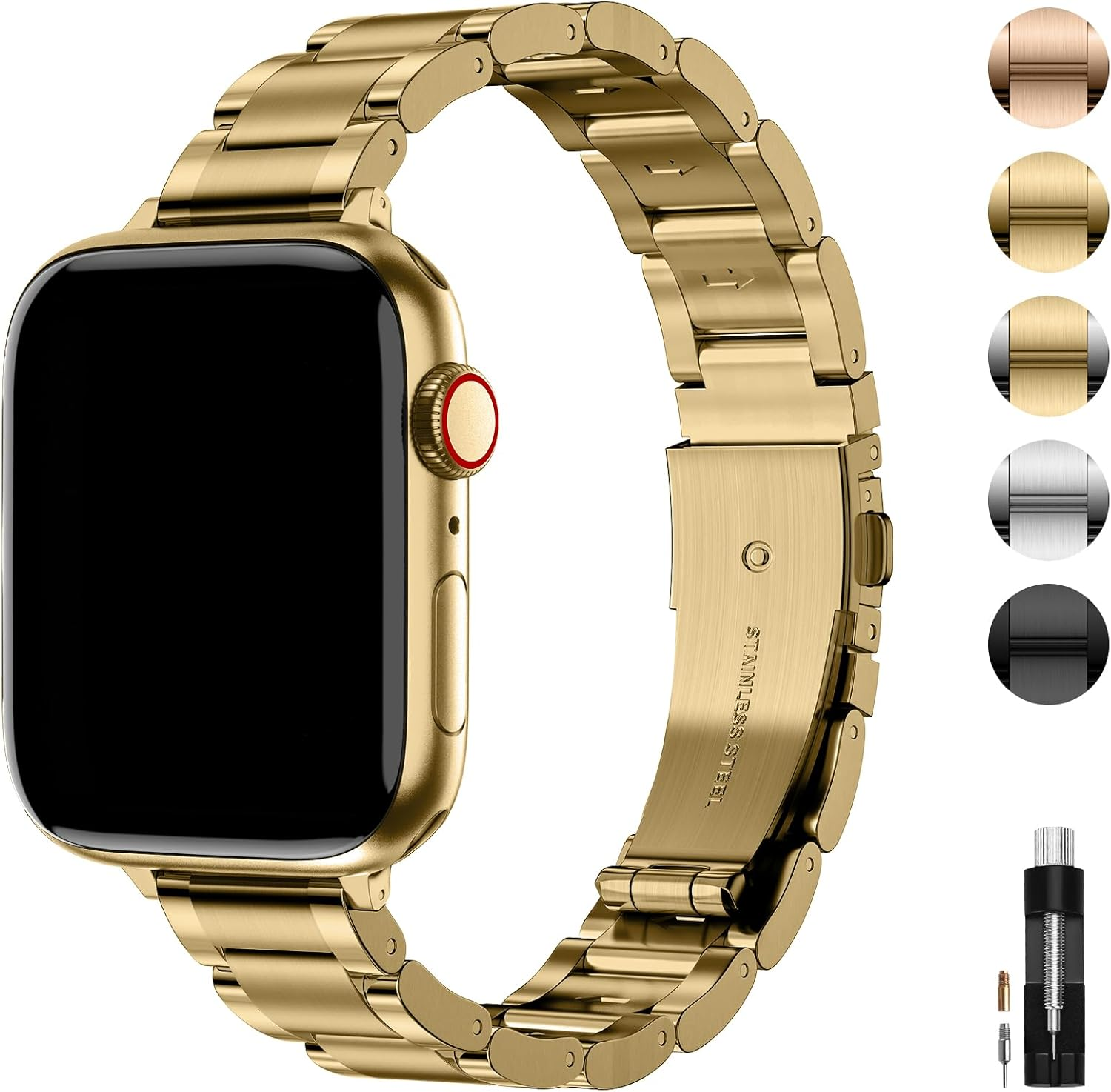 Wutwuk Compatible with Apple Watch Band 42Mm(Series 11/10) 40Mm 41Mm 38Mm Women'S Adjustable Stainless Steel Band for Iwatch 11 10 9 8 7 6 5 4 3 2 1 SE Women