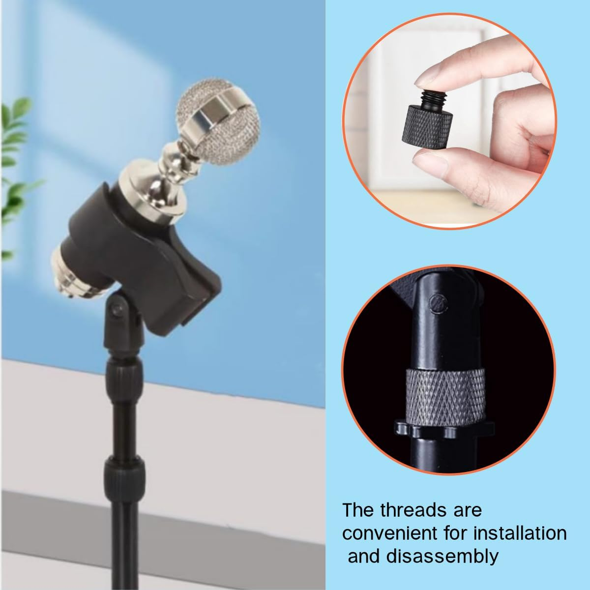 4 PCS Black Camera Screw Adapter,Microphone Stand Mic Mount,Microphone 1/4 Male to 3/8 Female Screw Adapter for Camera Tripod Stand