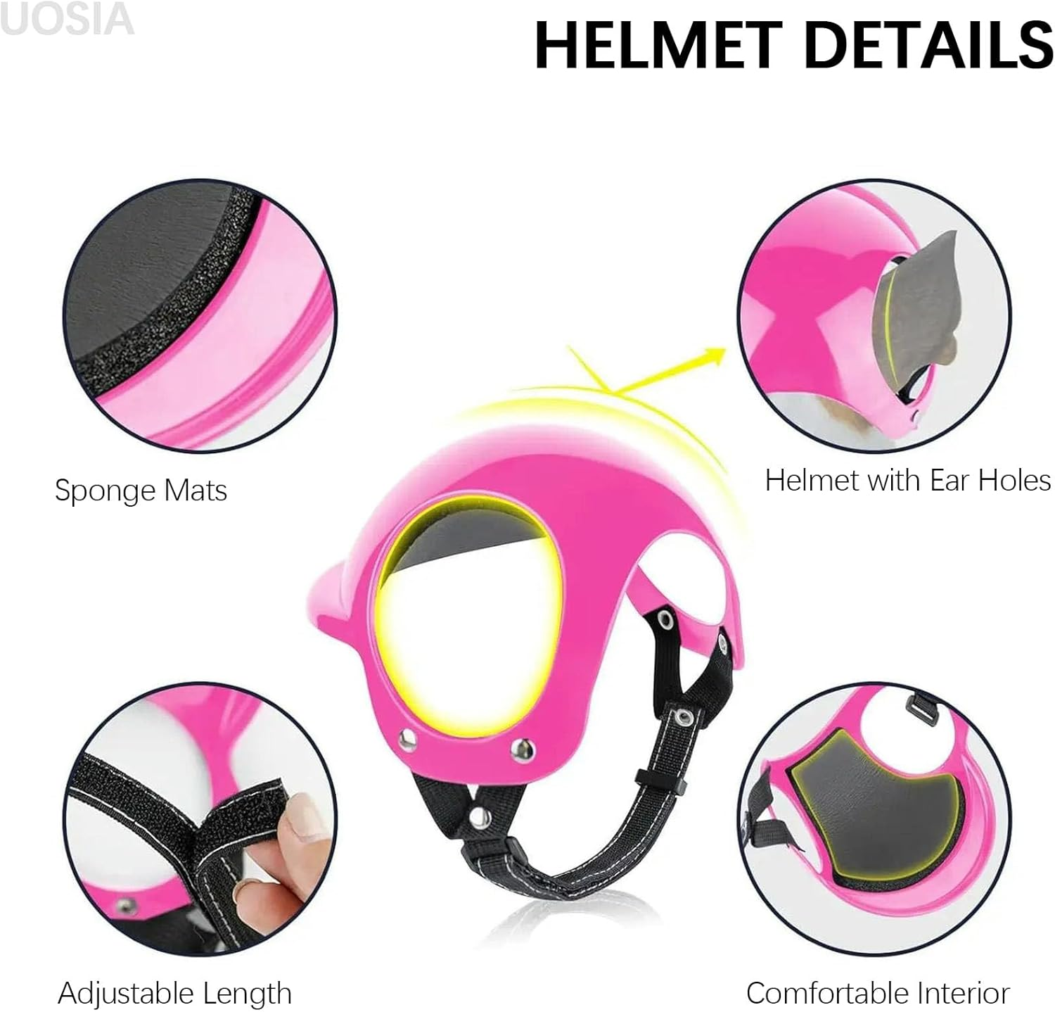 UOSIA Dog Helmet Goggles Dog Motorcycle Helmet with Ear Holes Cute Dog Sunglasses and Dog Helmet Set for Small Medium Dog Outdoor Driving Walking