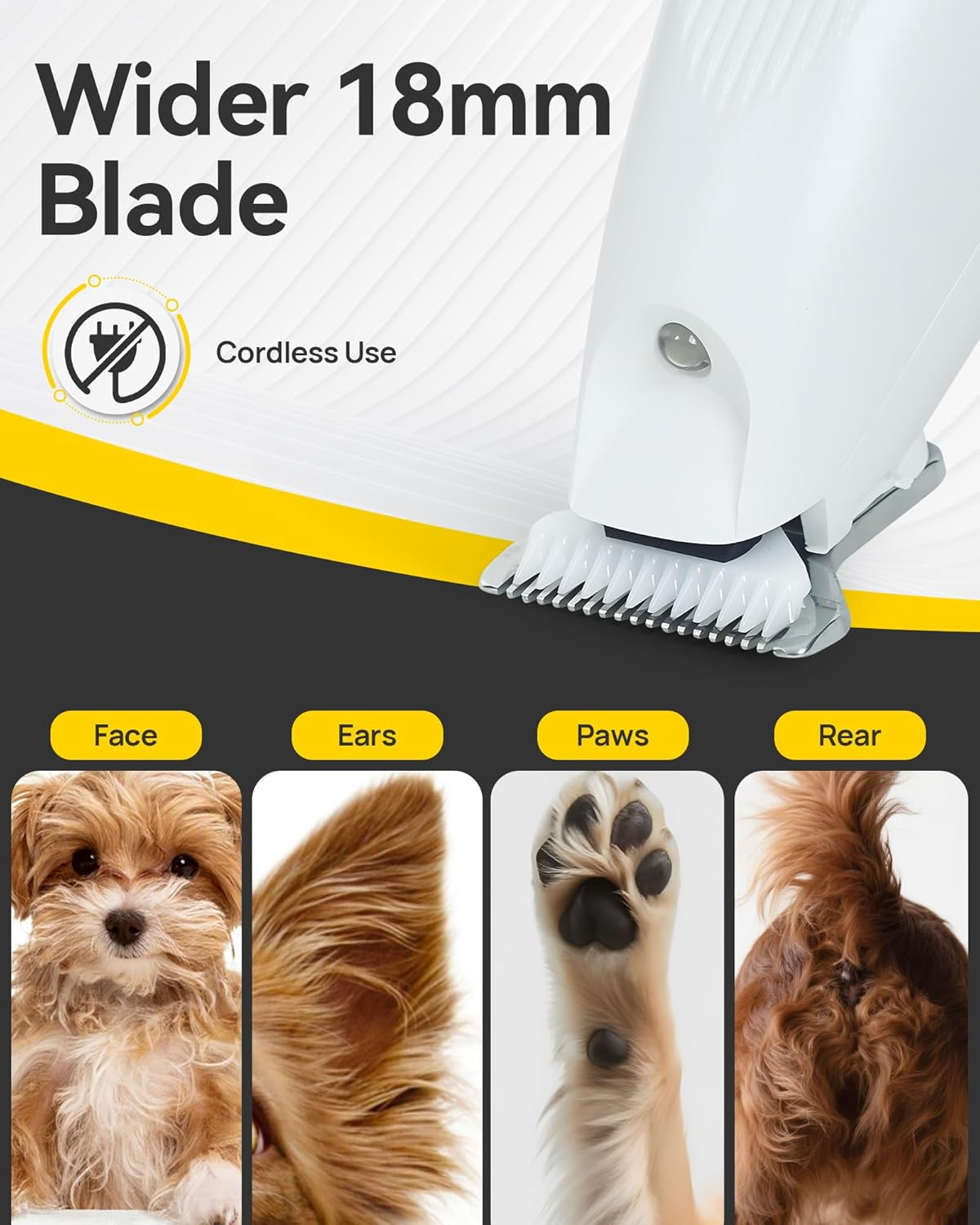 FURBONA Upgraded Dog Paw Trimmer with Digital LED Display & Enhanced Lighting &ndash; Cordless 18Mm Blade Clippers, 2-Speed, 35Db Low Noise, USB-C Rechargeable, for Grooming Paws, Ears, Face, Rump image number 5