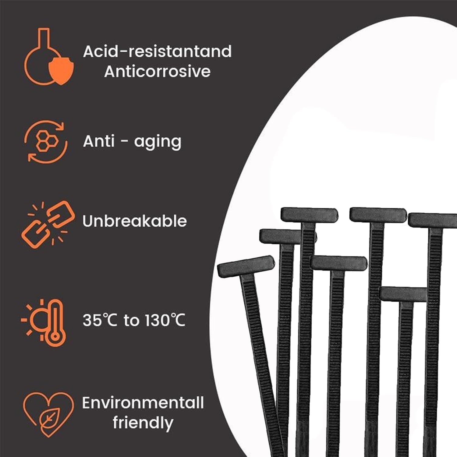 WEZCHUGHAOL 200Pcs Nylon Cable Ties with Buckles, Self-Locking UV Resistant Zip Tie Holders,Car Auto Fixing Repair, Multipurpose Fasteners for Organizing Securing Wires, Cables, Tools image number 5