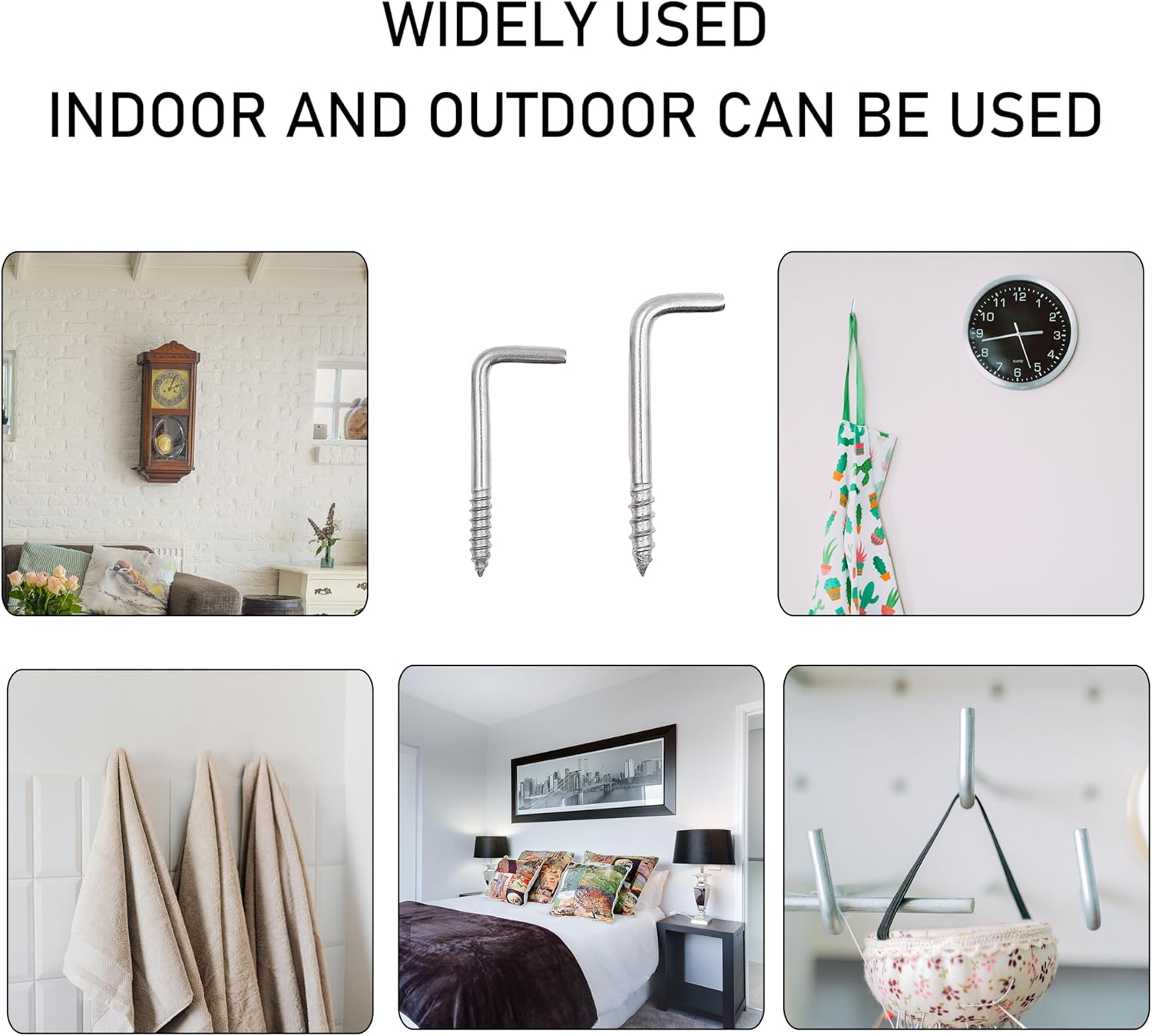 Soimuk 304 Stainless Steel M5 Screw-In Hooks 60 Pcs,7 Shape Screw Hooks,Right Angle Medal Hooks L Shaped Screw in Hooks for Hanging image number 3