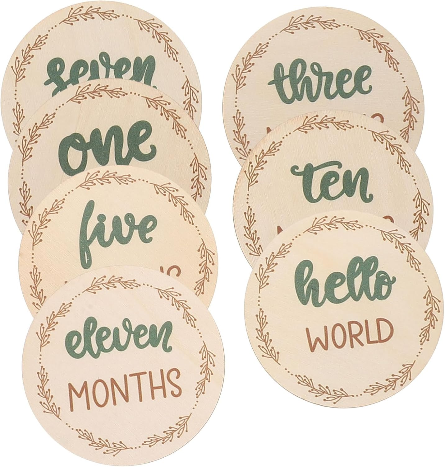 HOMSFOU Wooden Milestone Discs Monthly Milestone Cards Newborn Photo Prop Fine Craftsmanship Lightweight Portable Versatile Design image number 6