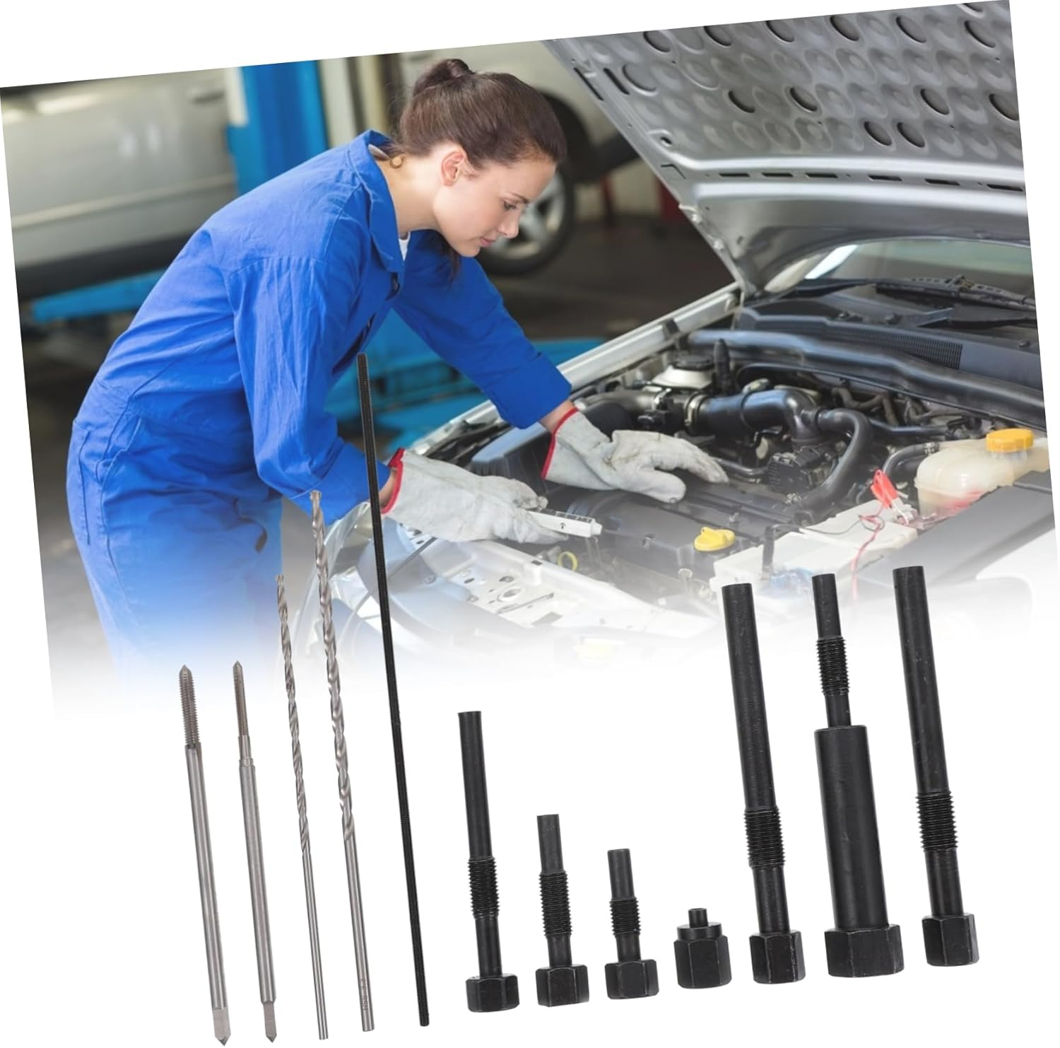 HEALEEP Car Glow Plug Extracting Tool Set 22Mm Auto Repair Puller for Broken Electrode Thread Removal Automotive Maintenance Equipment