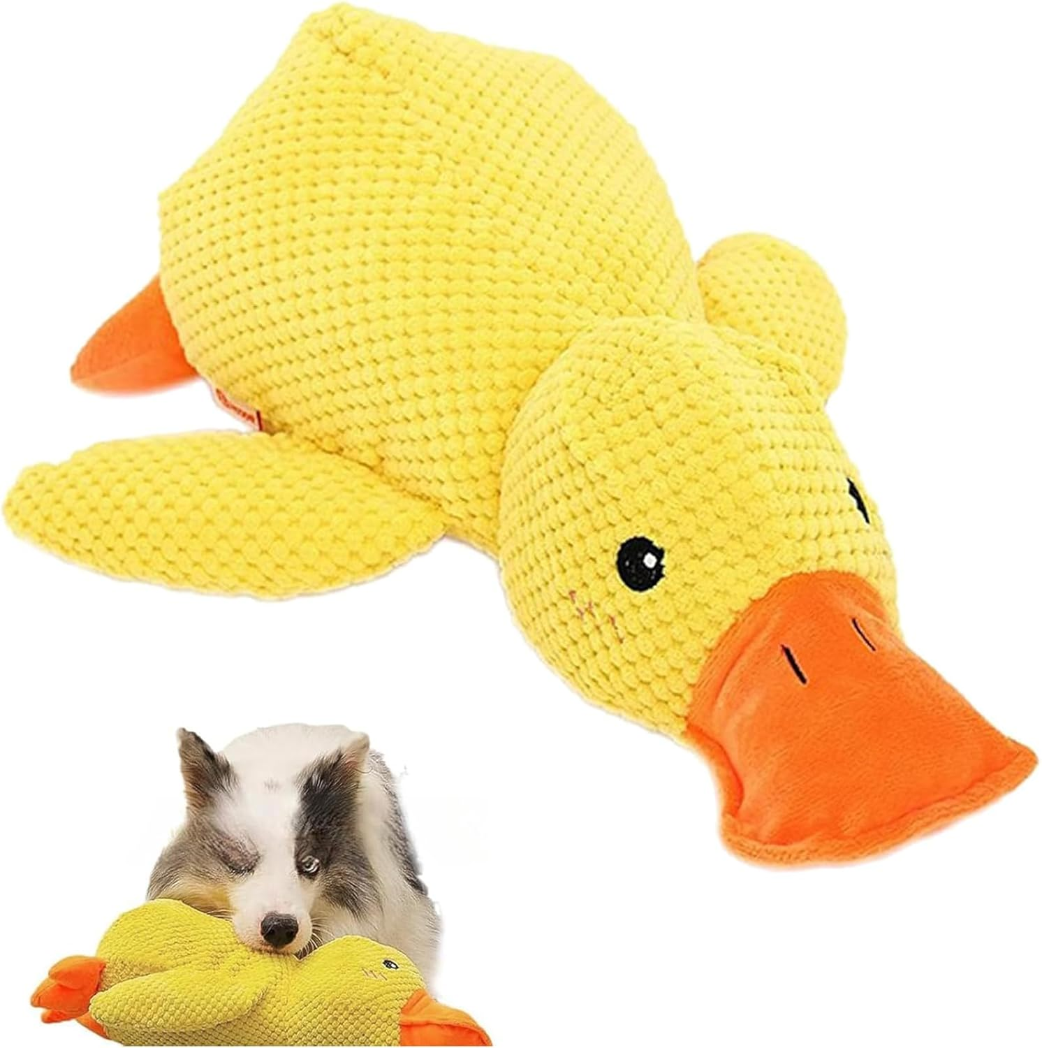 YUDOTE Calming Quack Duck Toys for Dogs Boredom, Stress Relief, Soft Stuffed Plush Toy with Squeaker for Small,Medium and Large Gentle Dogs Company, Bright Yellow image number 3