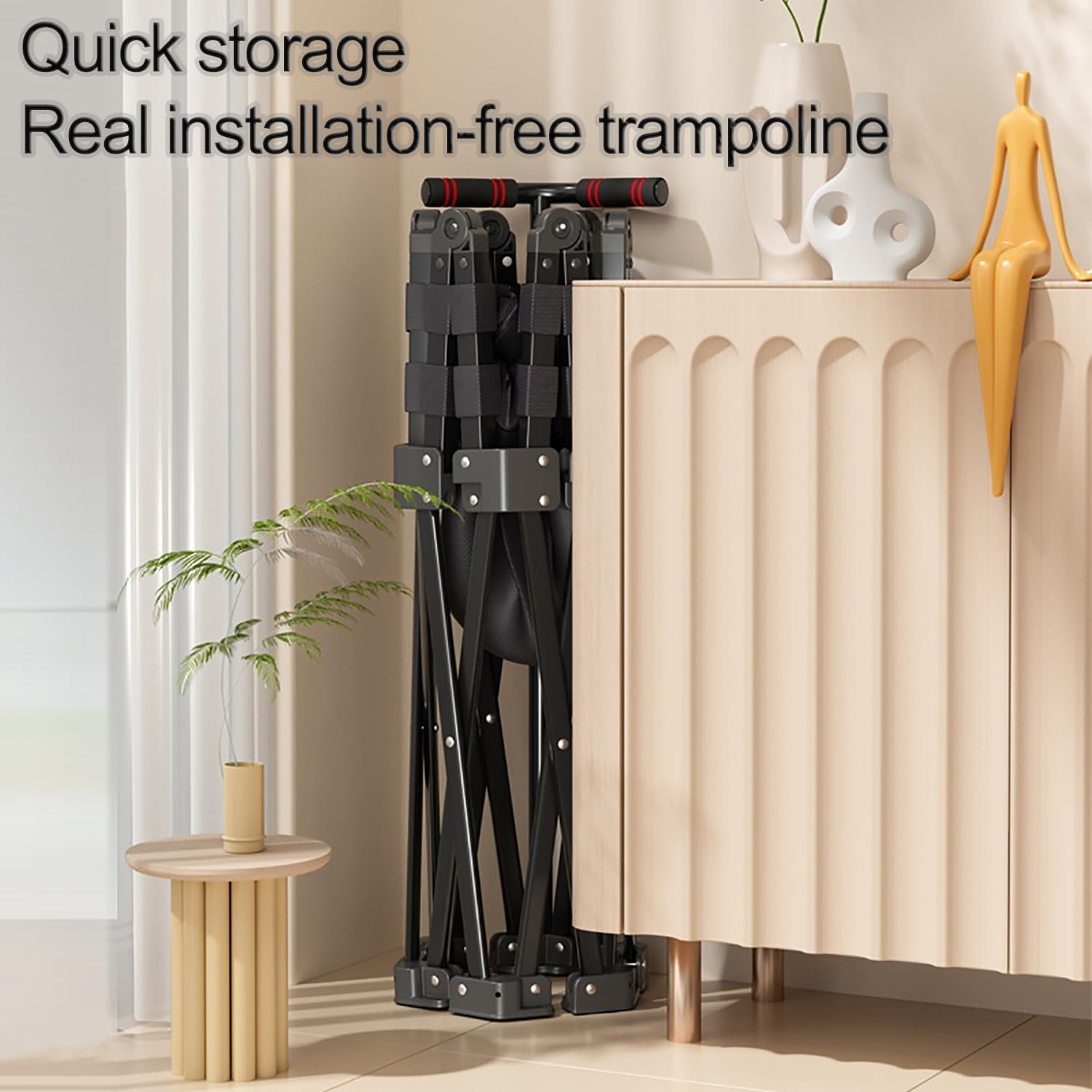 AMXGPT40 Inch Trampoline Has a Maximum Load Capacity of 300KG, the Fitness Trampoline Is Equipped with Adjustable Foam Handles, Suitable for Indoor/Outdoor Exercise for Adults and Children image number 1