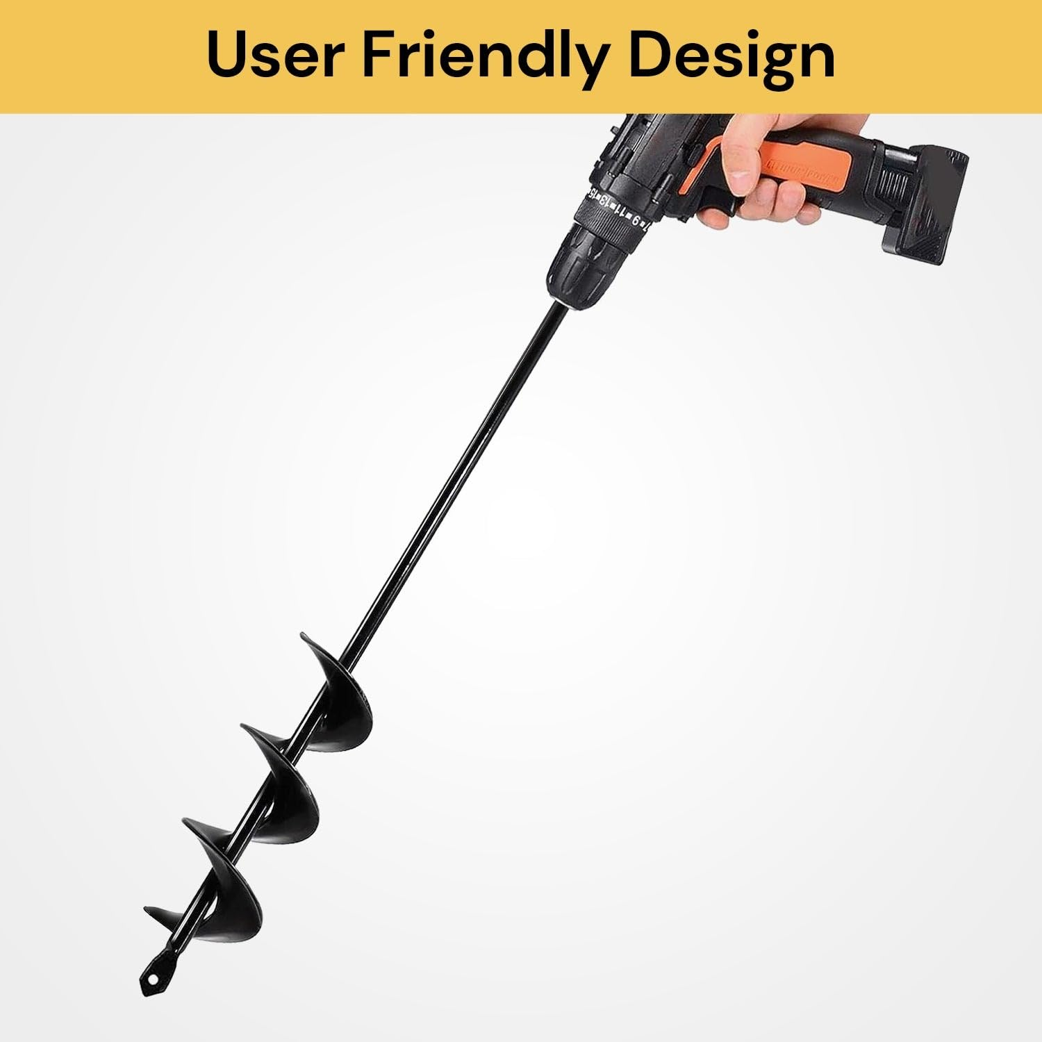 EZONEDEAL Garden Auger Drill Bit for Planting, Bulb Auger for Drill Bit Garden Spiral Flower Planter HEX Shaft Drill Auger for Planting Yard Gardening Bedding Hole Digger Tool (6.6CM X 42CM) image number 4