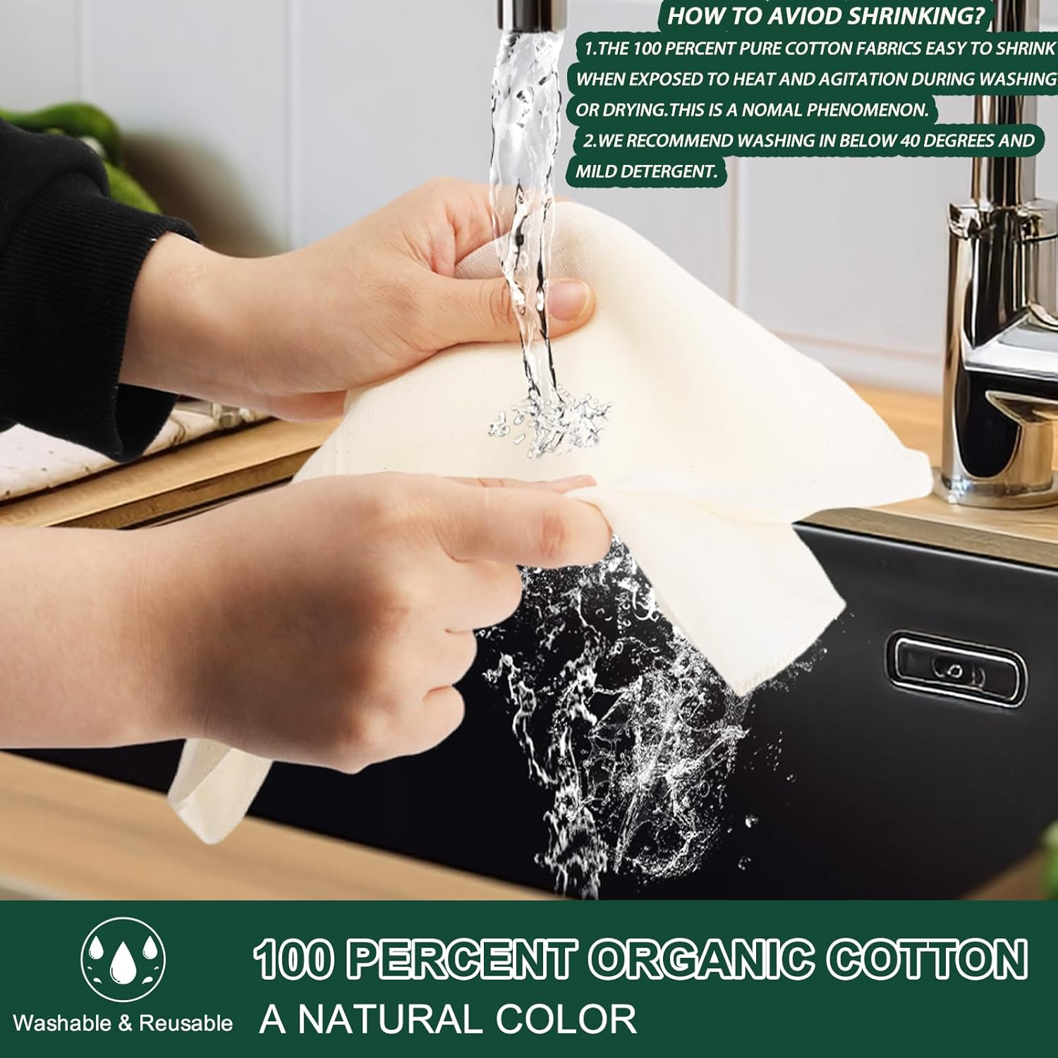 6Pcs 20X20Inch Cheese Cloth, 100Percent Organic Unbleached Pure Cotton Muslin Cloth, Reusable Cheesecloth, Premium Cheesecloth for Straining, Cooking, Bread, Butter image number 1