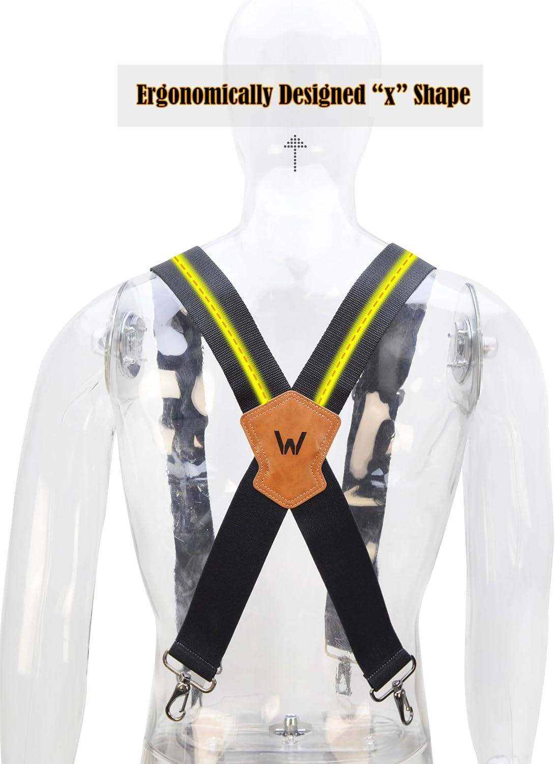 WELKINLAND 2Inch-Wide Heavy Duty Work Suspenders for Men - Red image number 6