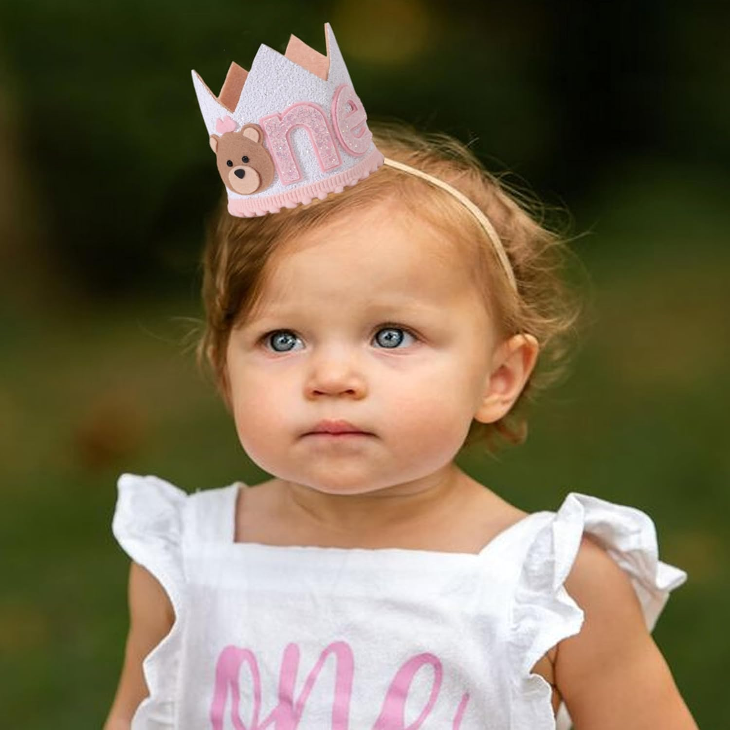 Agkvw 1St Birthday Teddy Bear Crown for Girls - Little Bear Hat, One Happy Camper Decor image number 6