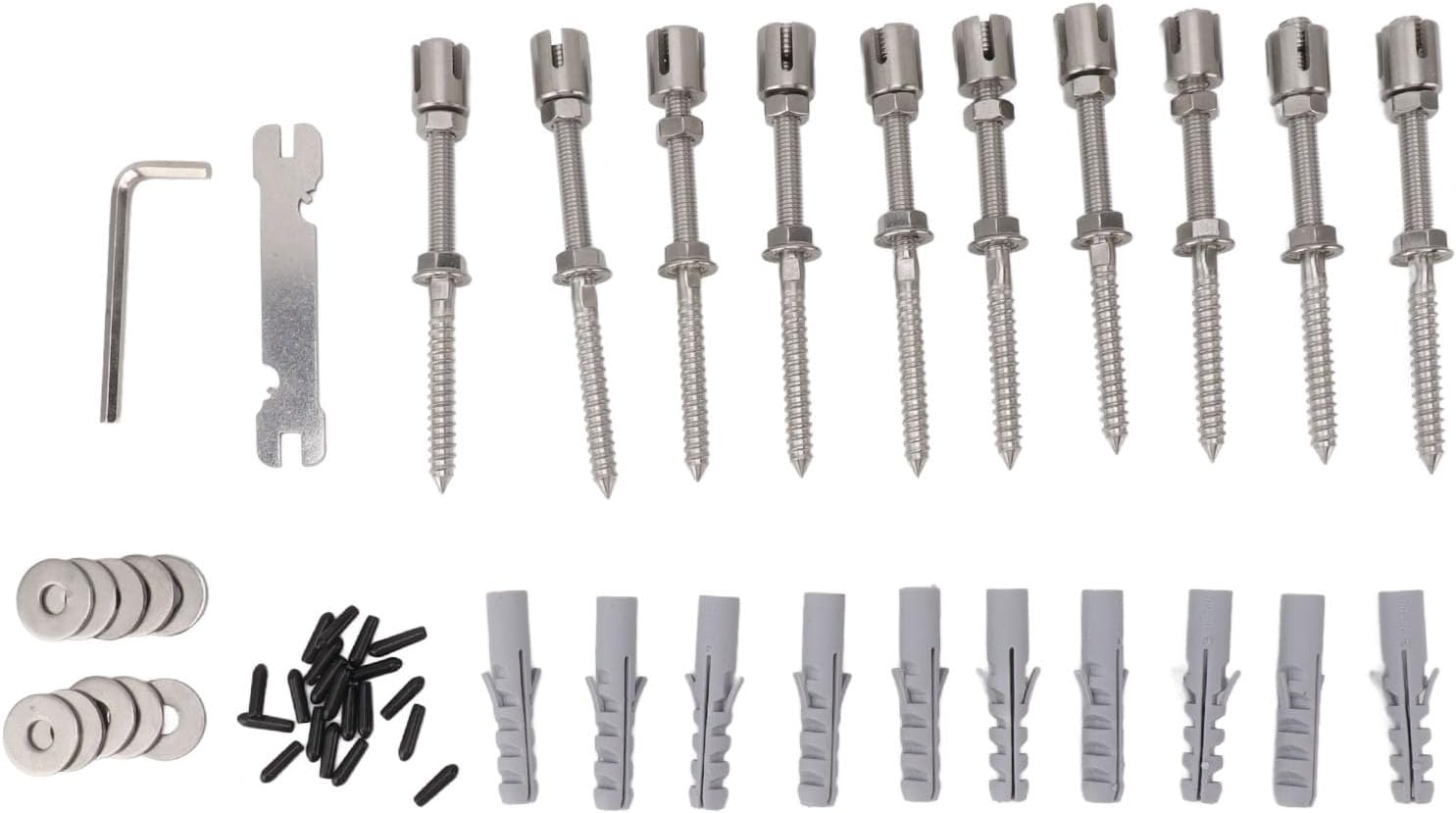 10Sets Wire Trellis Kit, Stainless Steel Green Wall Espalier Trellis for Climbing Plants Outdoor, Heavy Duty Cross Cable Clamp Trellis System for Garden, Plants, Vines & Green image number 6