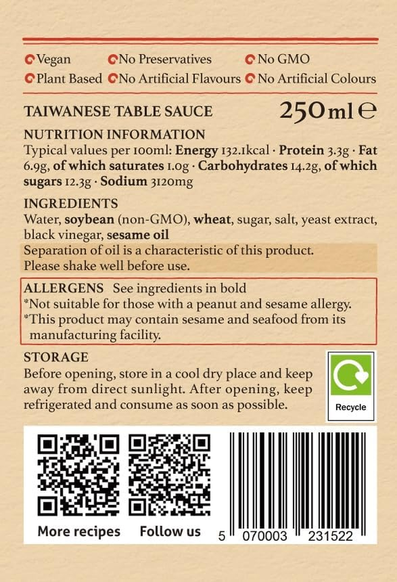 DRAGON MAMA'S KITCHEN Taiwanese Table Sause 250Ml Not Just Soy Sauce It'S All Purpose Seasoning | Vegan &middot; Plant Based &middot; No Preservatives &middot; No Artificial Flavours &middot; No Artificial Colours &middot; No GMO (1) image number 5