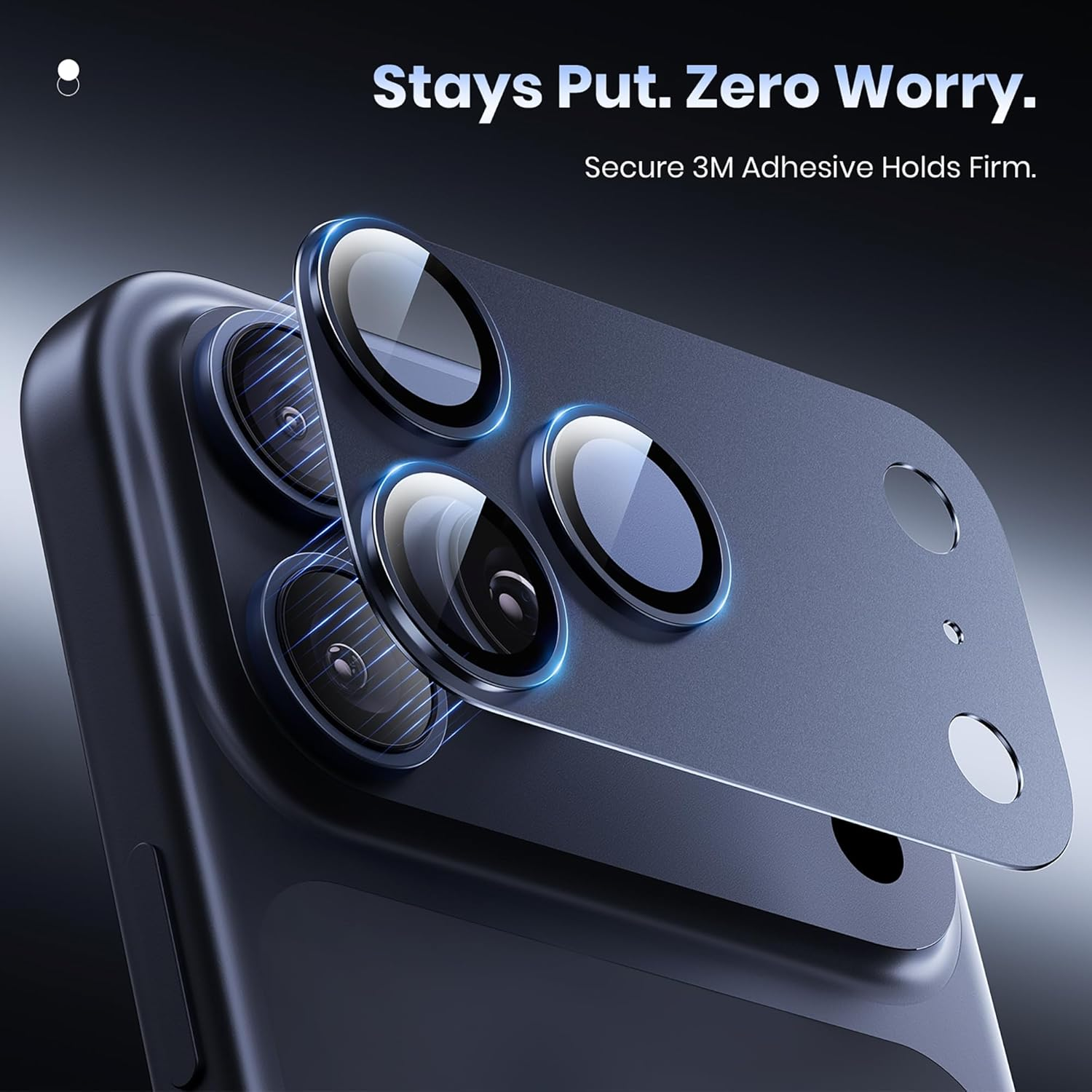 Hoerrye for Iphone 17 Pro Max Camera Lens Protector - [12FT Shatterproof Military Grade] [Strong Adsorption] Metal 9H+ Tempered Glass Camera Screen Full Protective Cover Case Friendly,Deep Blue image number 3