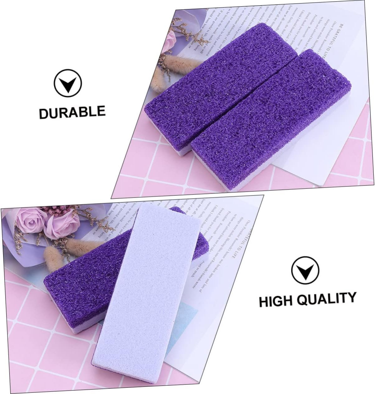 Gogogmee 5Pcs Double Sided Pumice Stone Foot Care Ergonomic Dead Skin Callus Remover Durable PU Exfoliating Scrubbers for Smooth Skin Purple image number 5