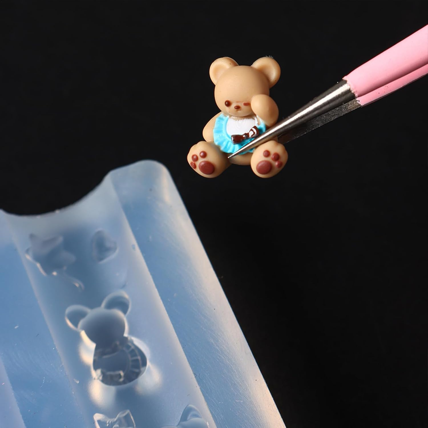 Acunny Nail Craft Mould | Silicone Mould for 3D Nail Design Decoration - Manicure Tool with Heart, Bow & Bear for Charming Accessories at Home, on the Go & Occasions image number 2