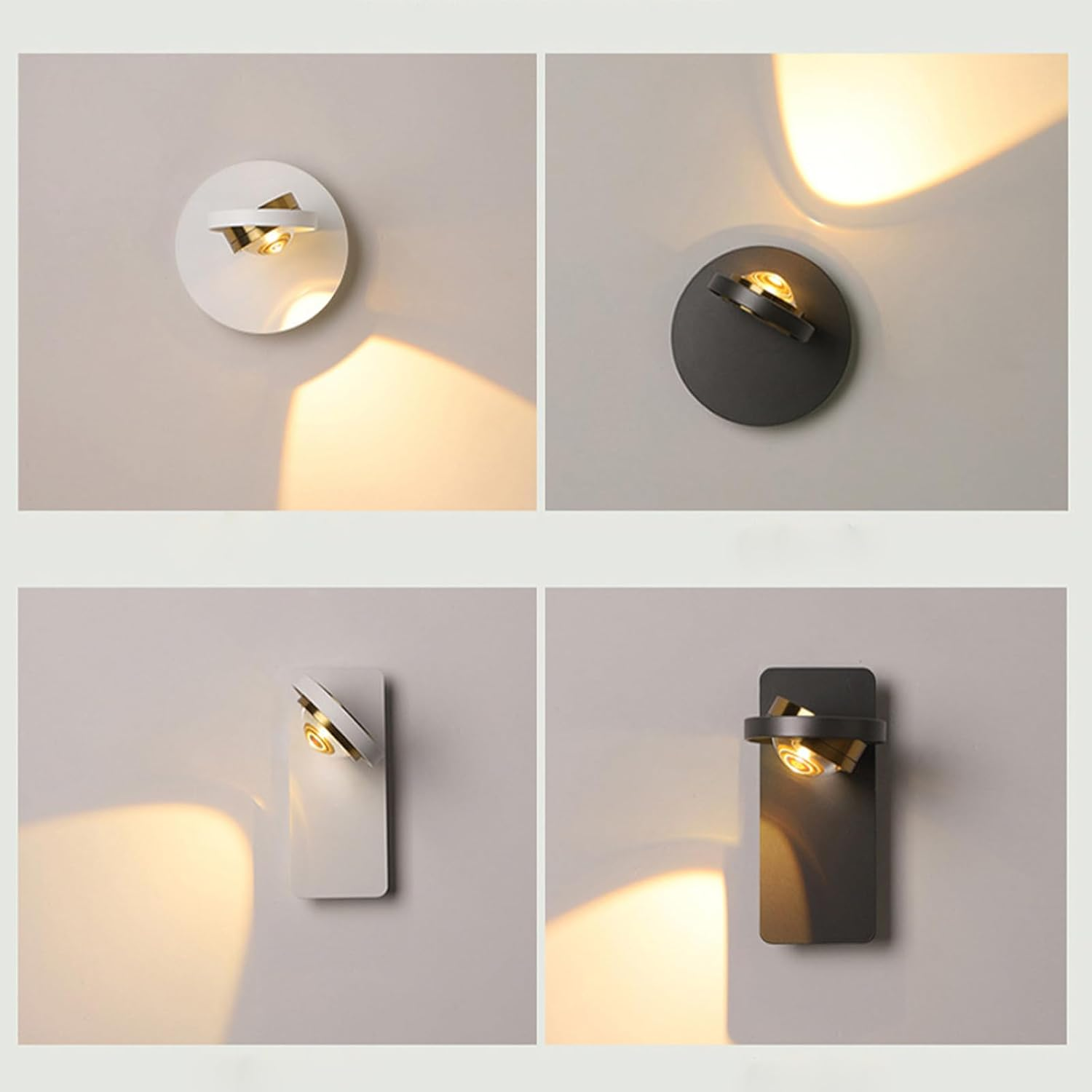 LED Indoor Wall Lighting 330&deg; Rotatable Adjustable Angle Modern Metal Wall Lamps Aluminum Acrylic Reading Wall Sconces for Living Room Bedroom Bedside Office Hotel (Rectangular White,White Light) XXZ image number 1