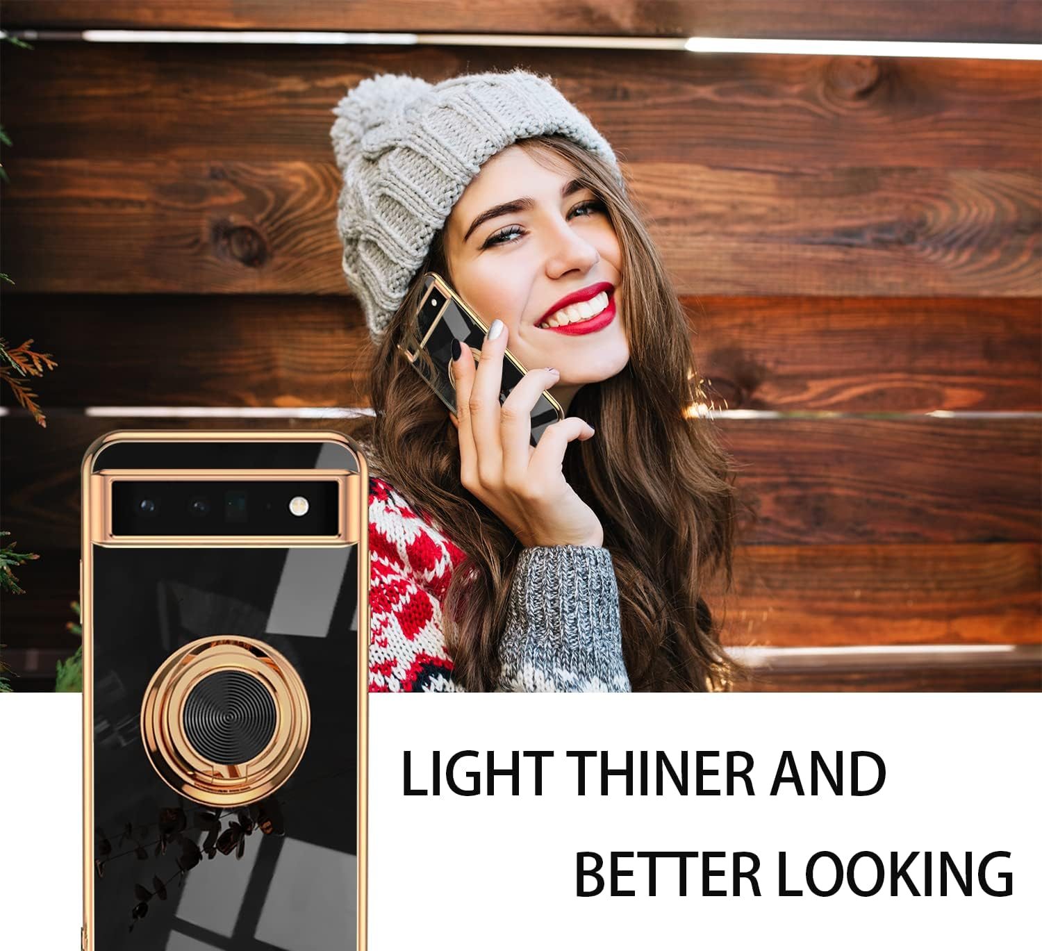 Compatible with Google Pixel 6A Silicone TPU Mobile Phone Case Google Pixel 6A Shockproof Ultra Thin Cover Protective Case with Magnetic Ring (Black) image number 5