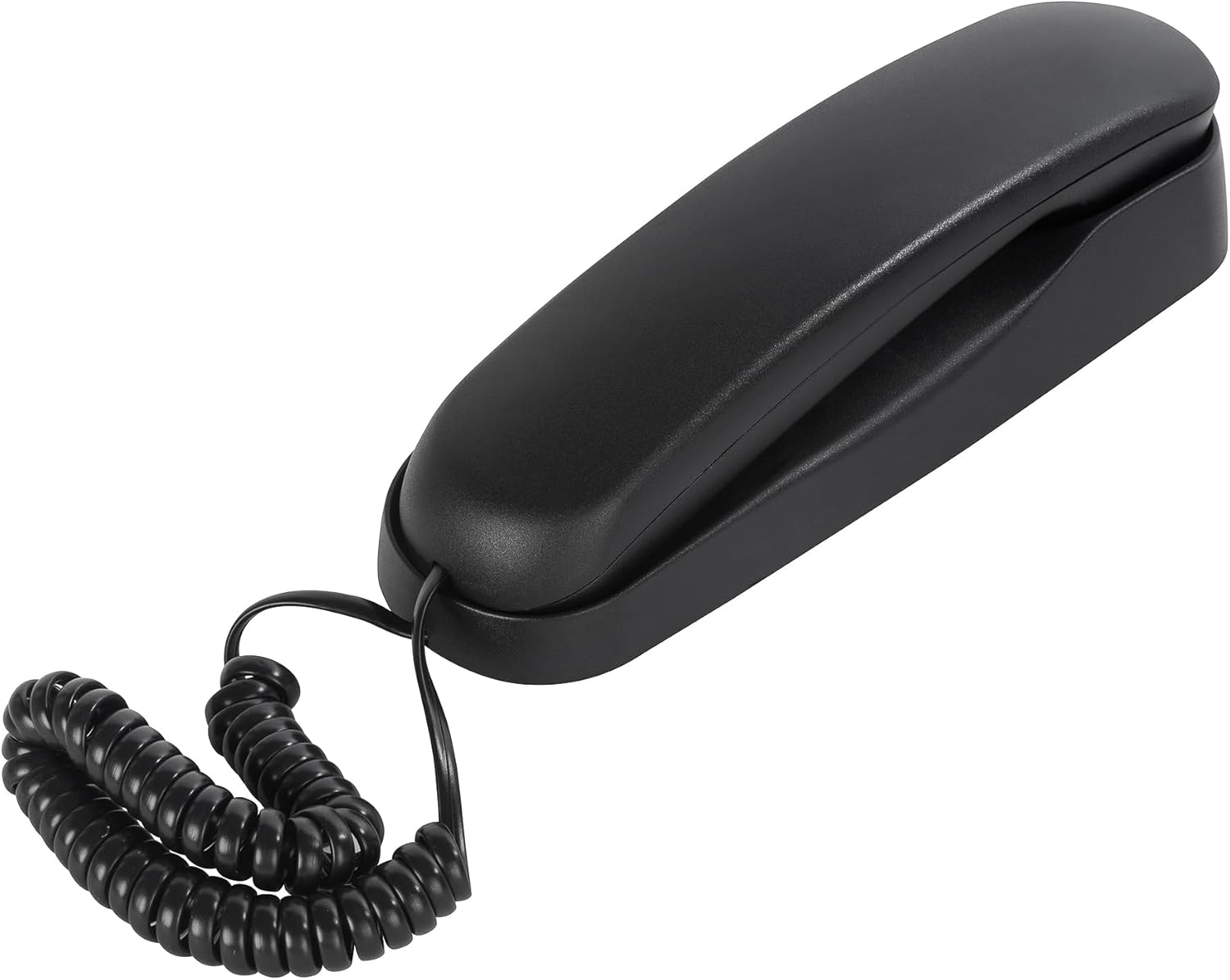 Black OF-990 Slimline Telephone Wall-Mountable Basic Corded Telephone No AC Power Required, Corded Home Phone