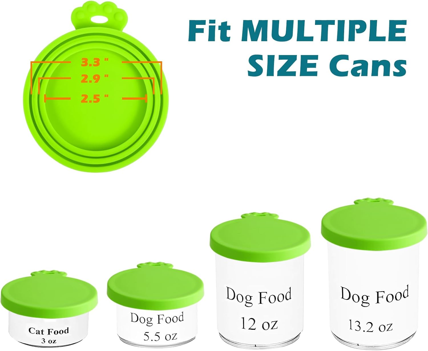 Petbonus 3 Pack Silicone Pet Can Cover Lids, Universal Size for Dog Cat Food, 1 Fit 3 Standard Size Can Tops, BPA Free Dishwasher Safe (Blue, Green, Orange)