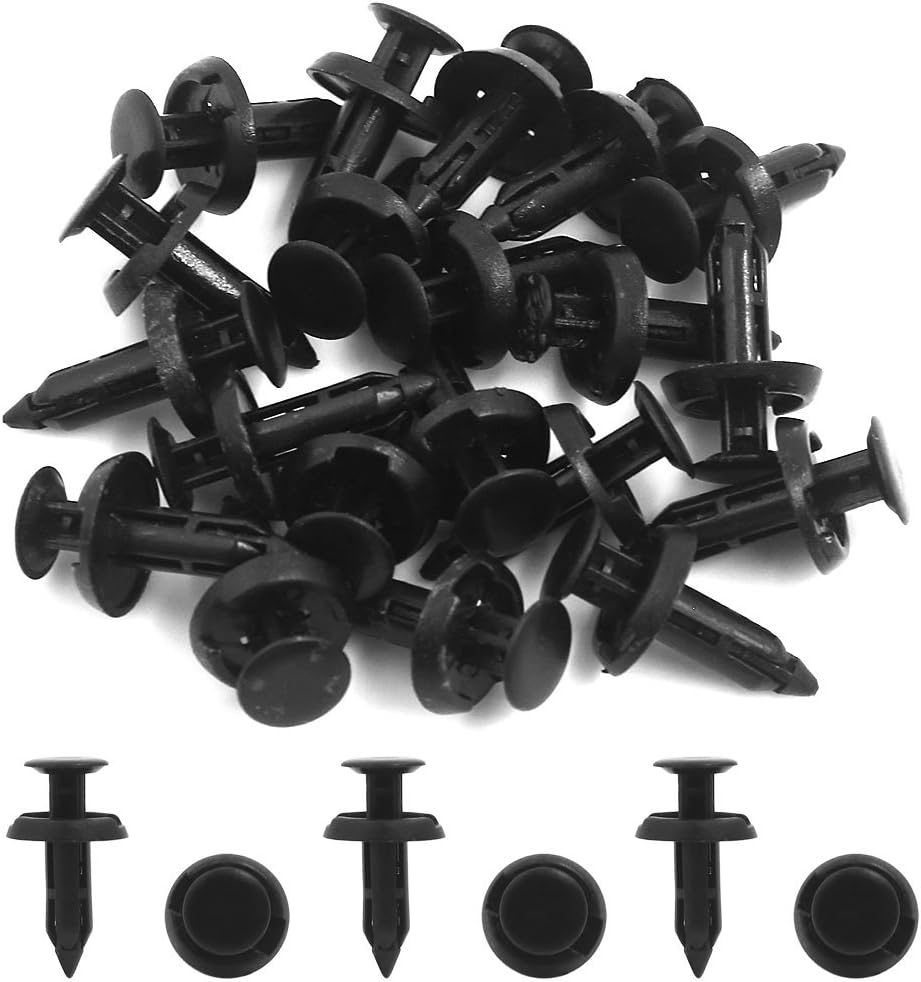 Uxcell 20Pcs 6Mm Dia Hole Plastic Rivets Fender Fastener Retainer Clips Black image number 1
