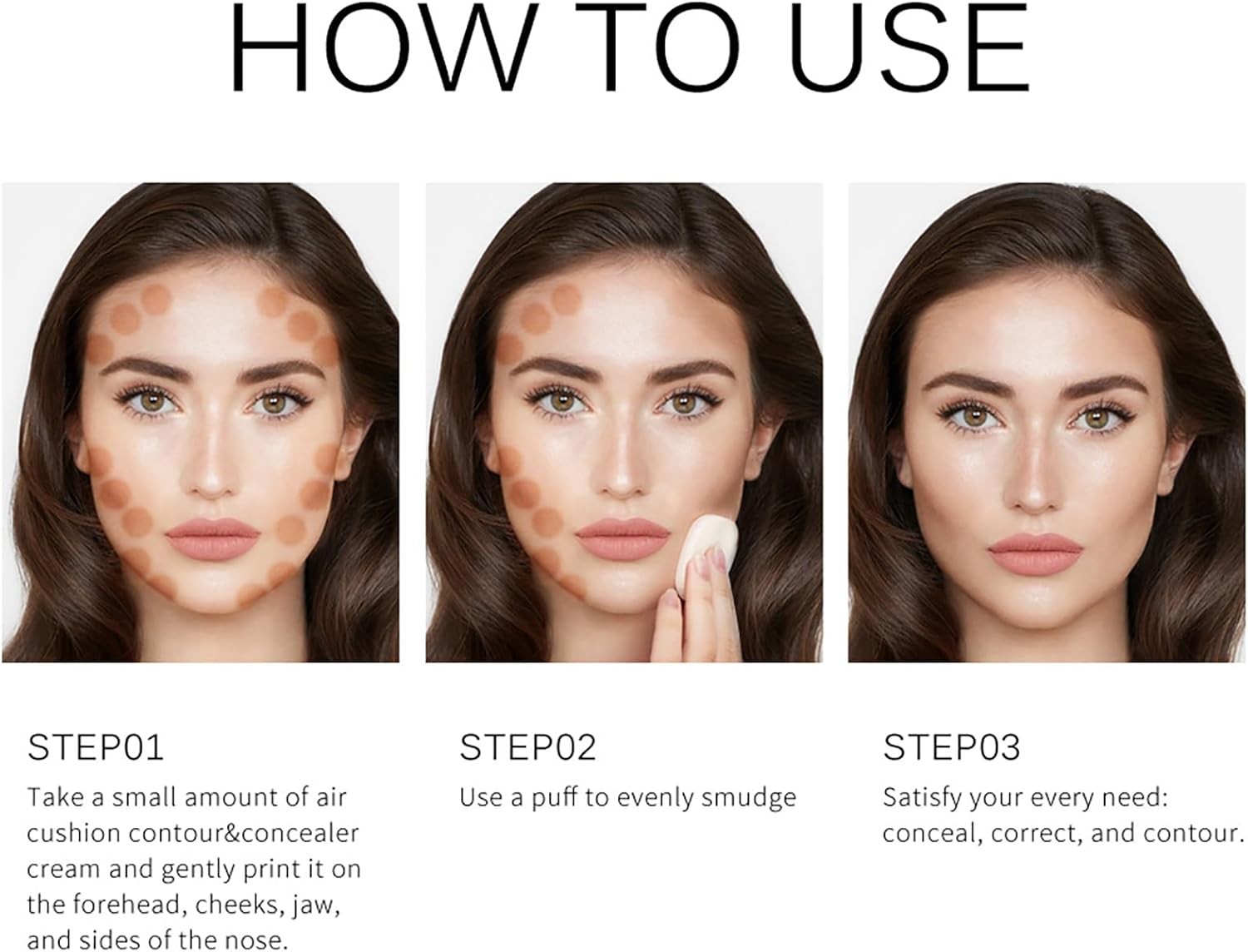 Jascherry 3 Colors Liquid Concealer Full Coverage Colour Corrector under Eye Makeup, Long Lasting for Dark Circles and Facial Redness Eye Concealer, Face Concealer Waterproof Hydrating with Brush Set - Elconcealer-024 image number 4