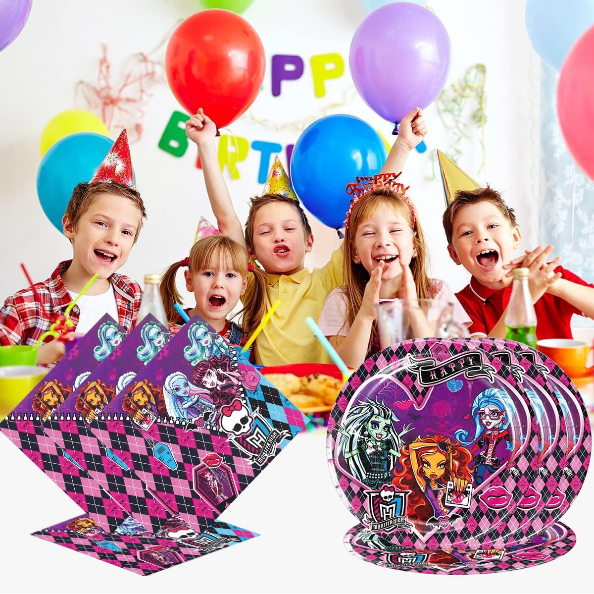 40Pack Monster-High Birthday Party Supplies Include 20 Plates, 20 Napkins for the Monster-High Party Decoration image number 1