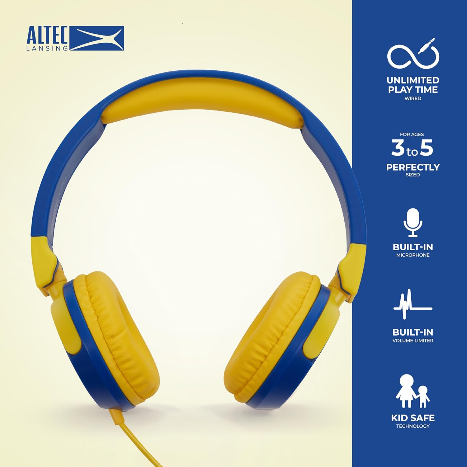 Altec Lansing Kid Safe Wired Over-Ear Headphones for Ages 3-5, Volume-Limiting with Mic, Compact Foldable Headphones with Cord, APA Approved image number 4